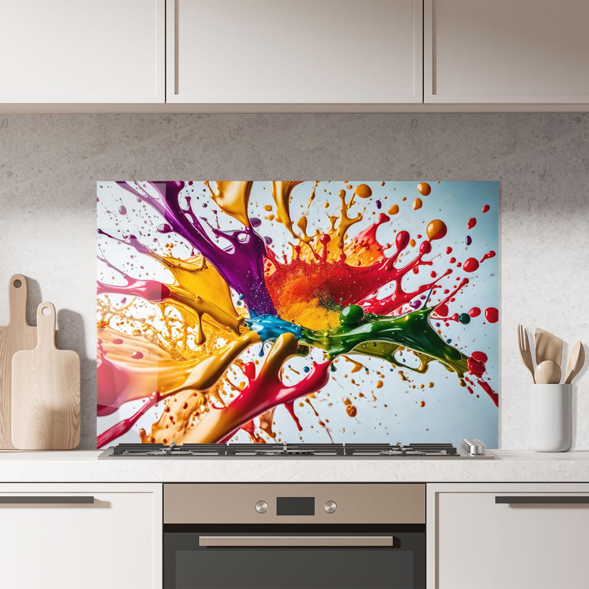 Panou Sticla Bucatarie Colorful Yellow Rainbow mockup 7