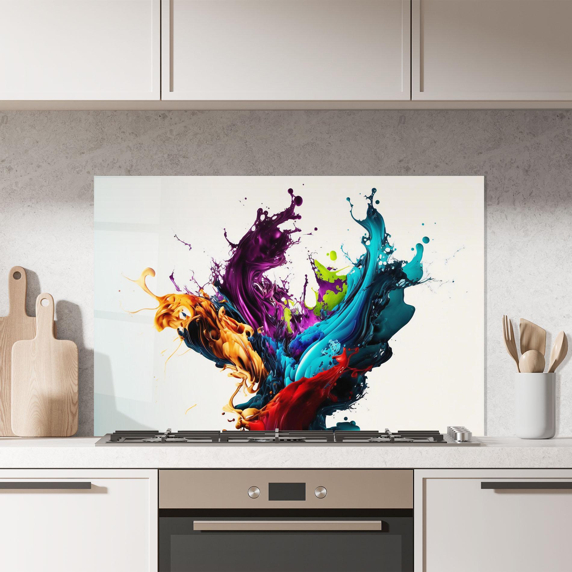 Panou Sticla Bucatarie Dark Purple Splash mockup 7