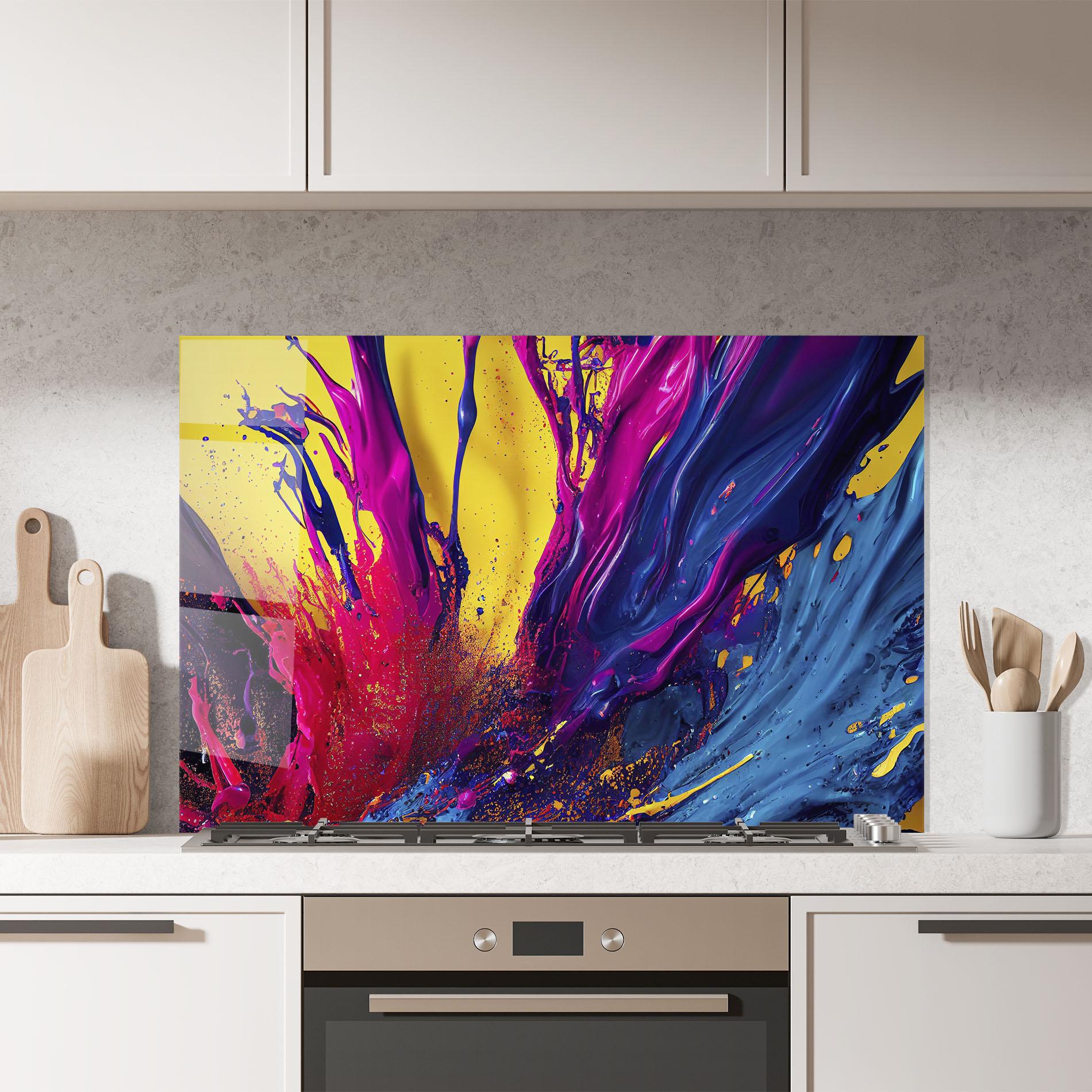 Panou Sticla Bucatarie Purple And Blue Splash mockup 7