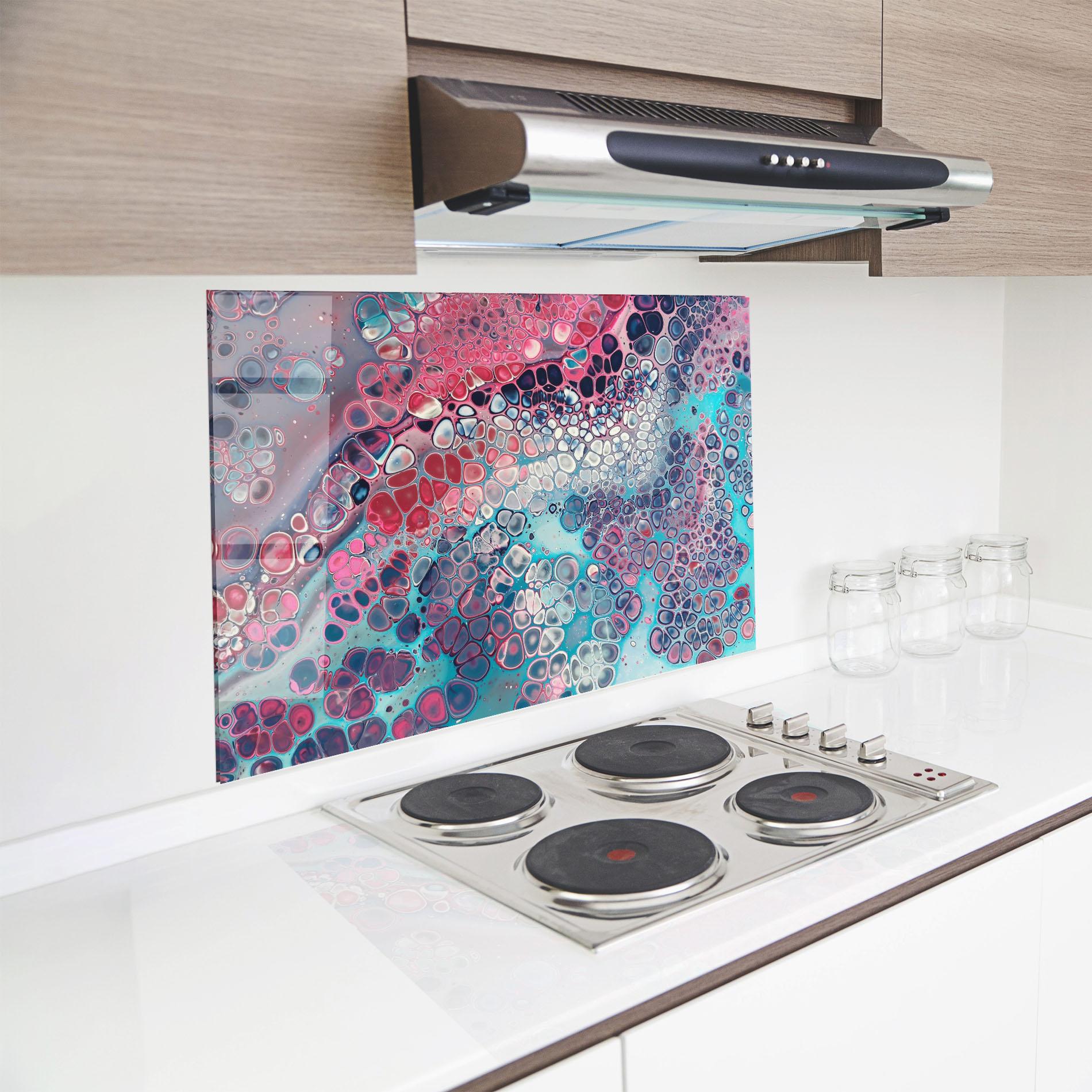 Panou Sticla Bucatarie Abstract Blue Objects mockup 8