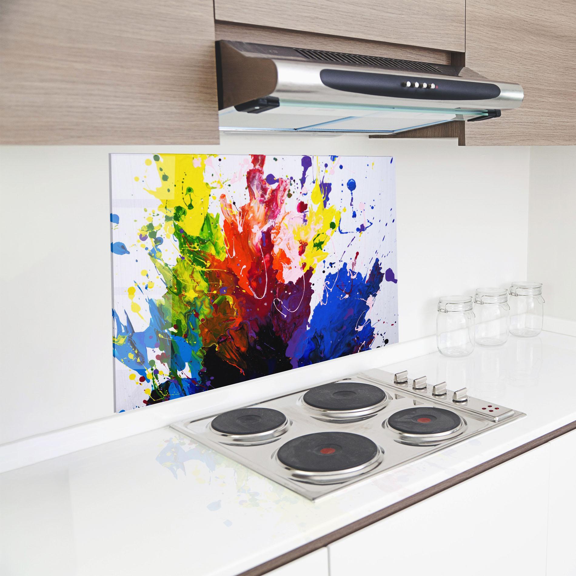 Panou Sticla Bucatarie Blue Purple Exploding mockup 8