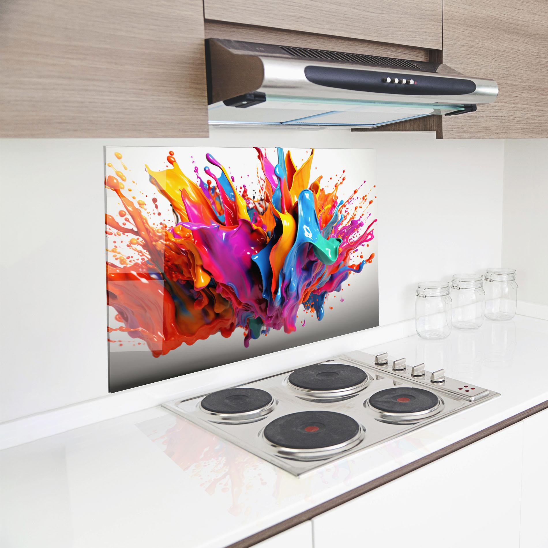 Panou Sticla Bucatarie Blue Yellow Splash mockup 8