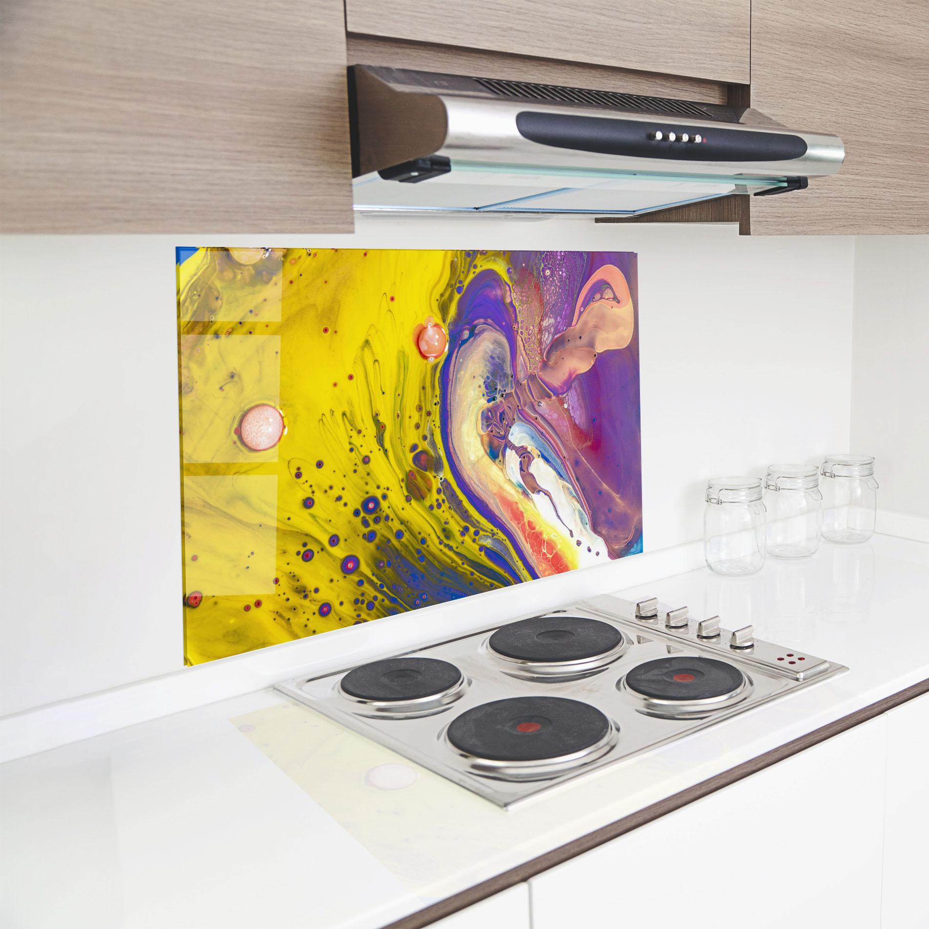 Panou Sticla Bucatarie Colorful Liquid Marble mockup 8