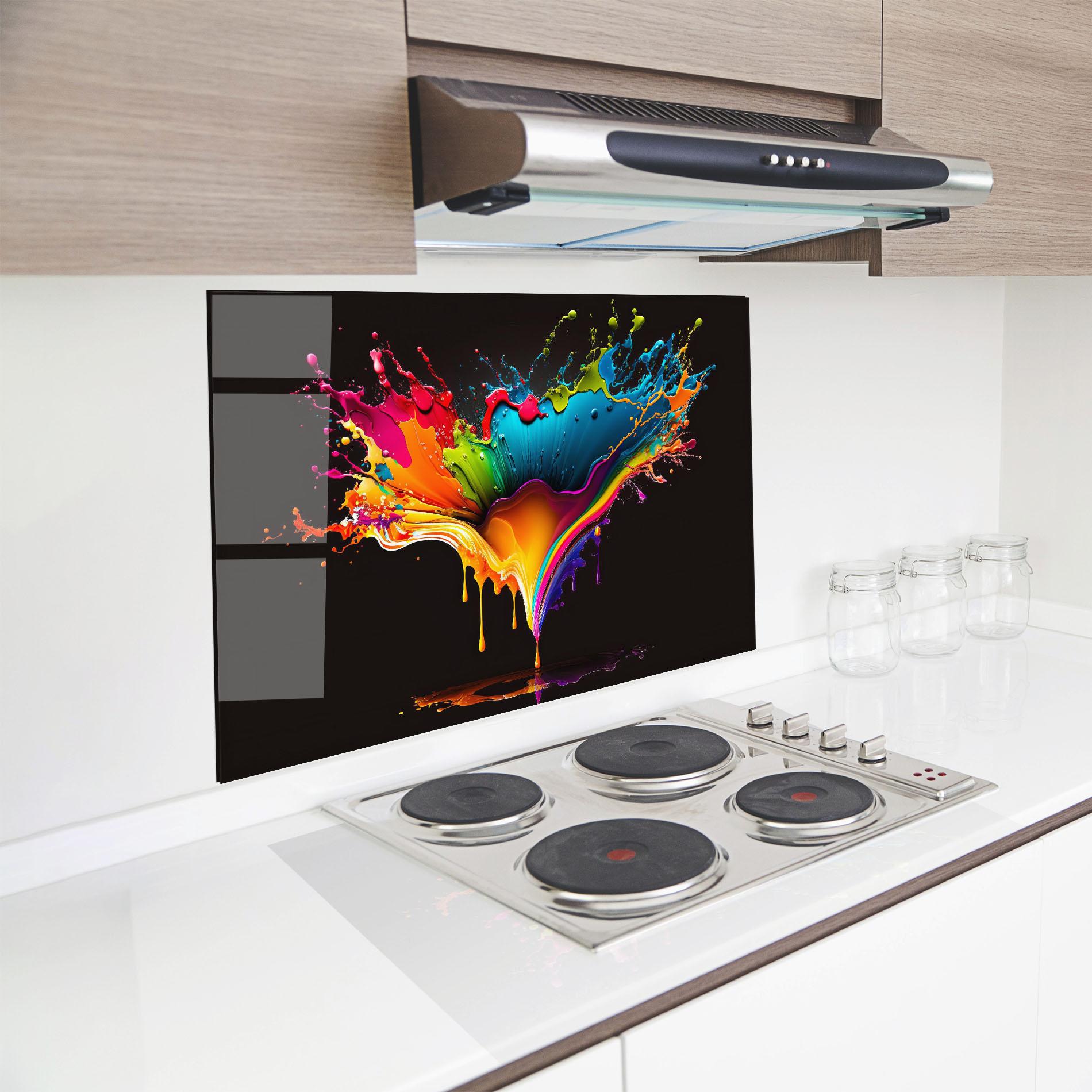Panou Sticla Bucatarie Colorful Rainbow Splash mockup 8