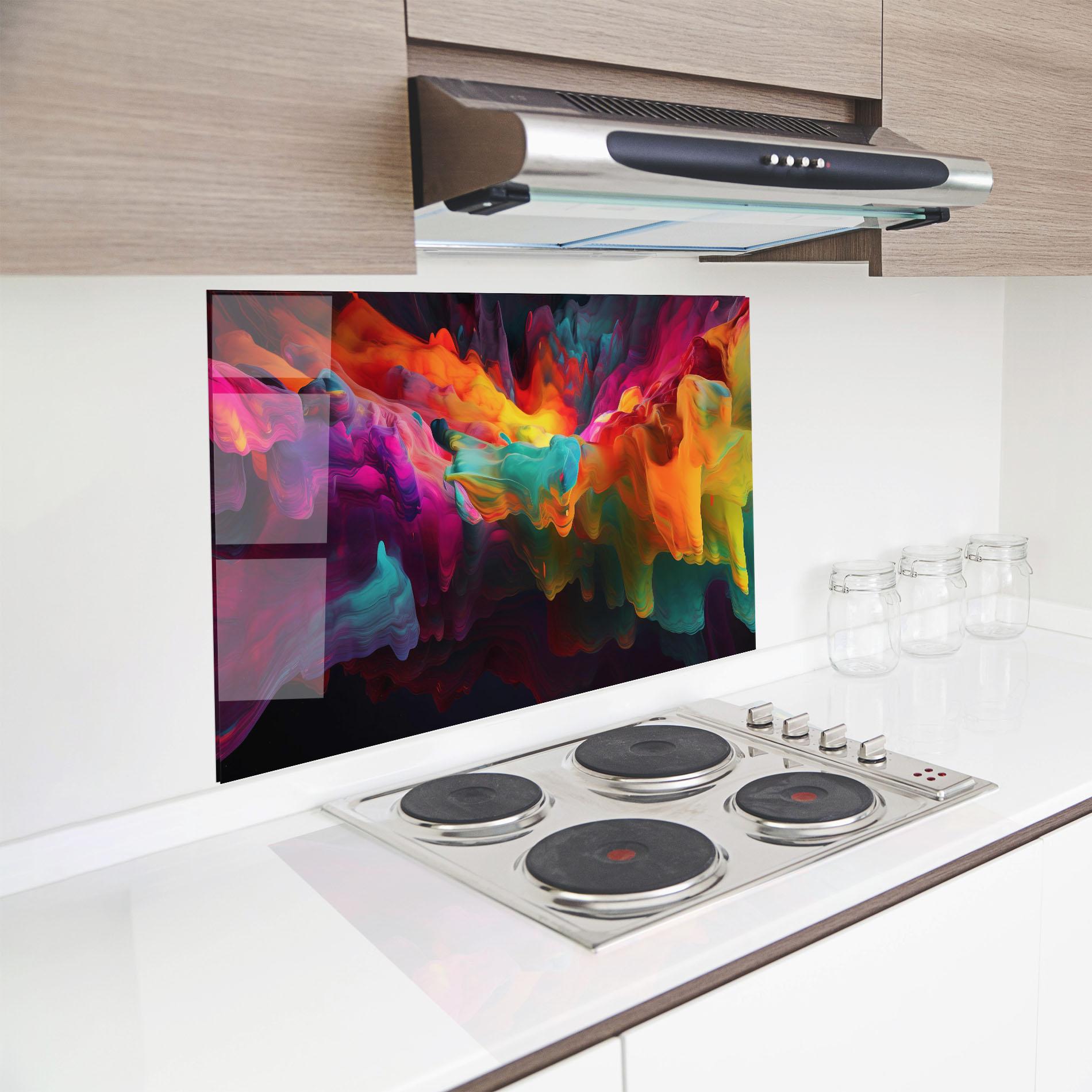 Panou Sticla Bucatarie Colorful Smoke mockup 8