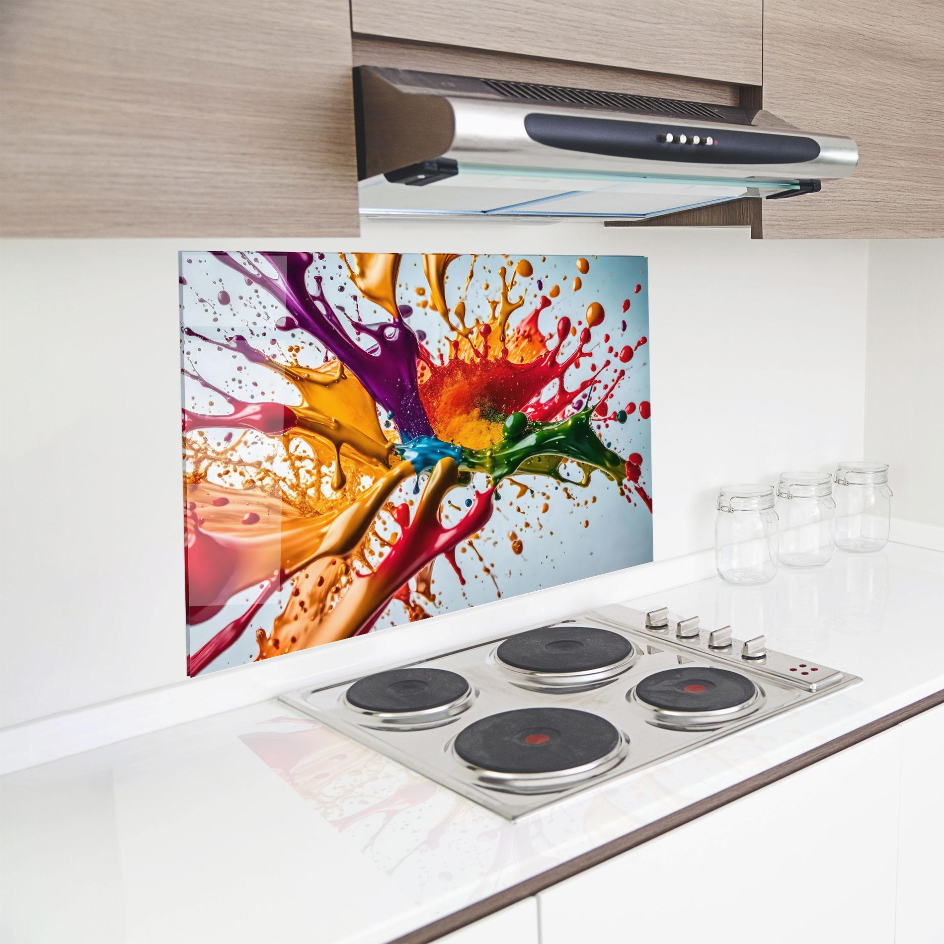 Panou Sticla Bucatarie Colorful Yellow Rainbow mockup 8