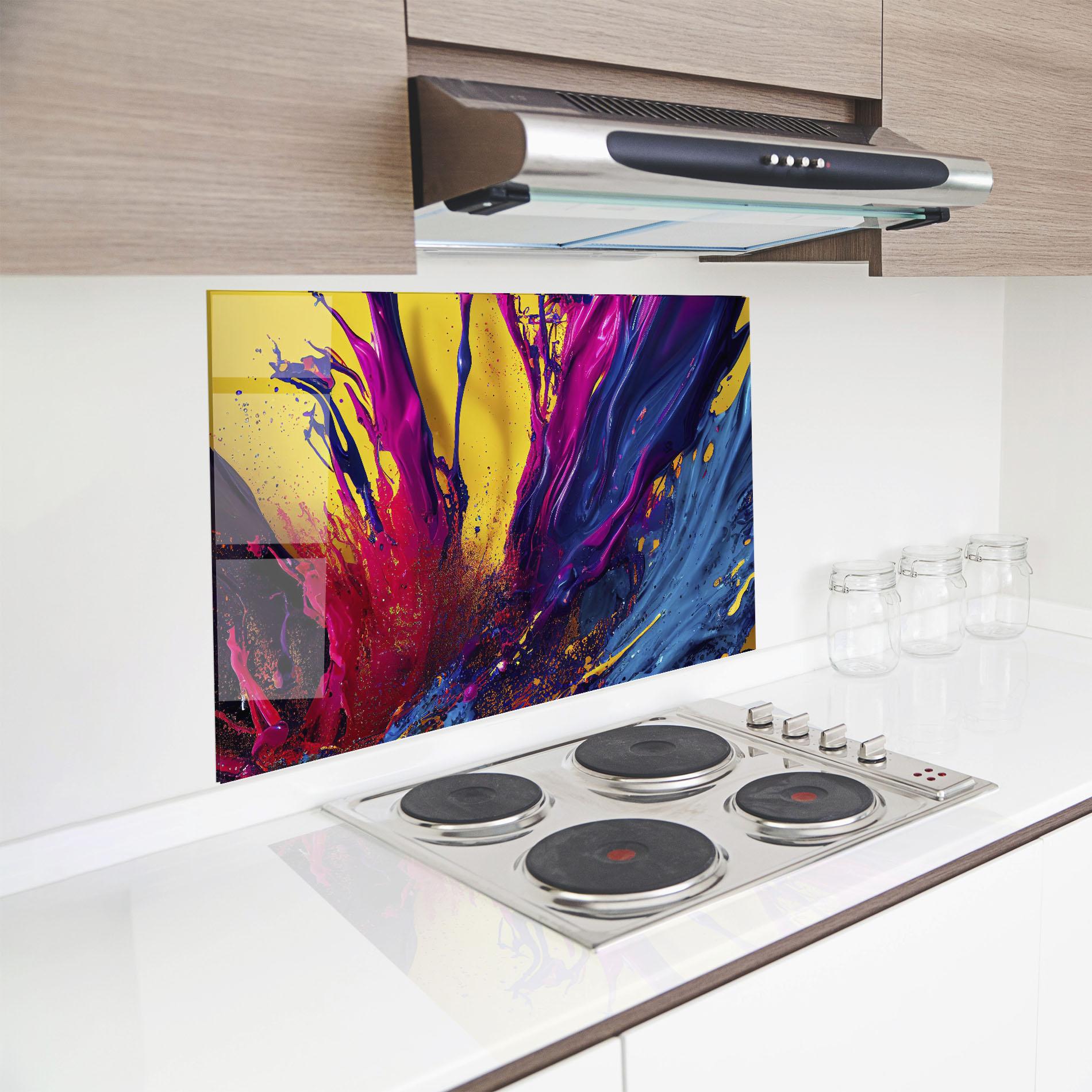 Panou Sticla Bucatarie Purple And Blue Splash mockup 8