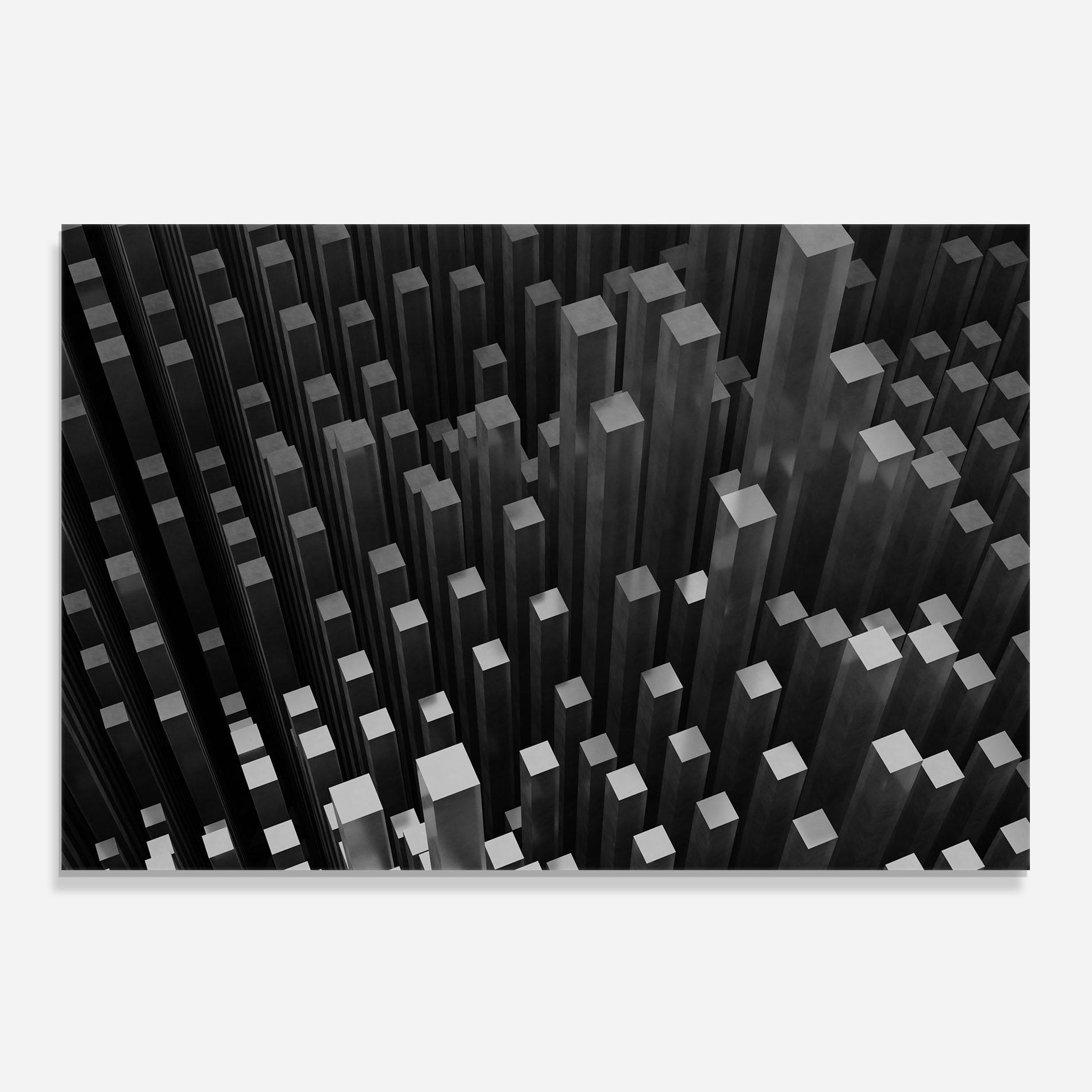 Panou Sticla Bucatarie Black Block Pattern mockup 0