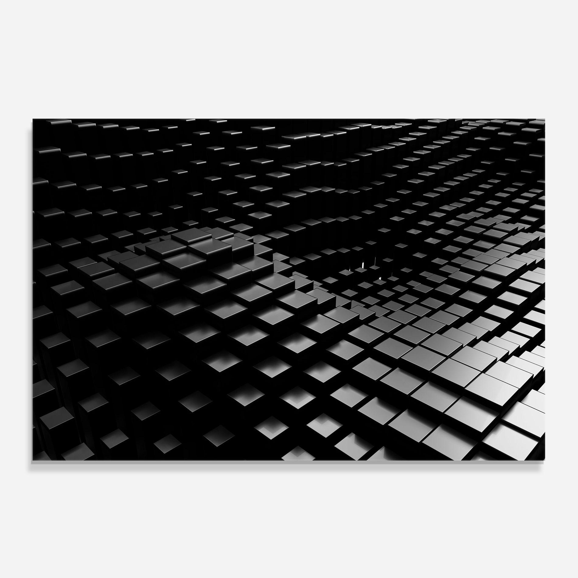 Panou Sticla Bucatarie Black Square Wave mockup 0