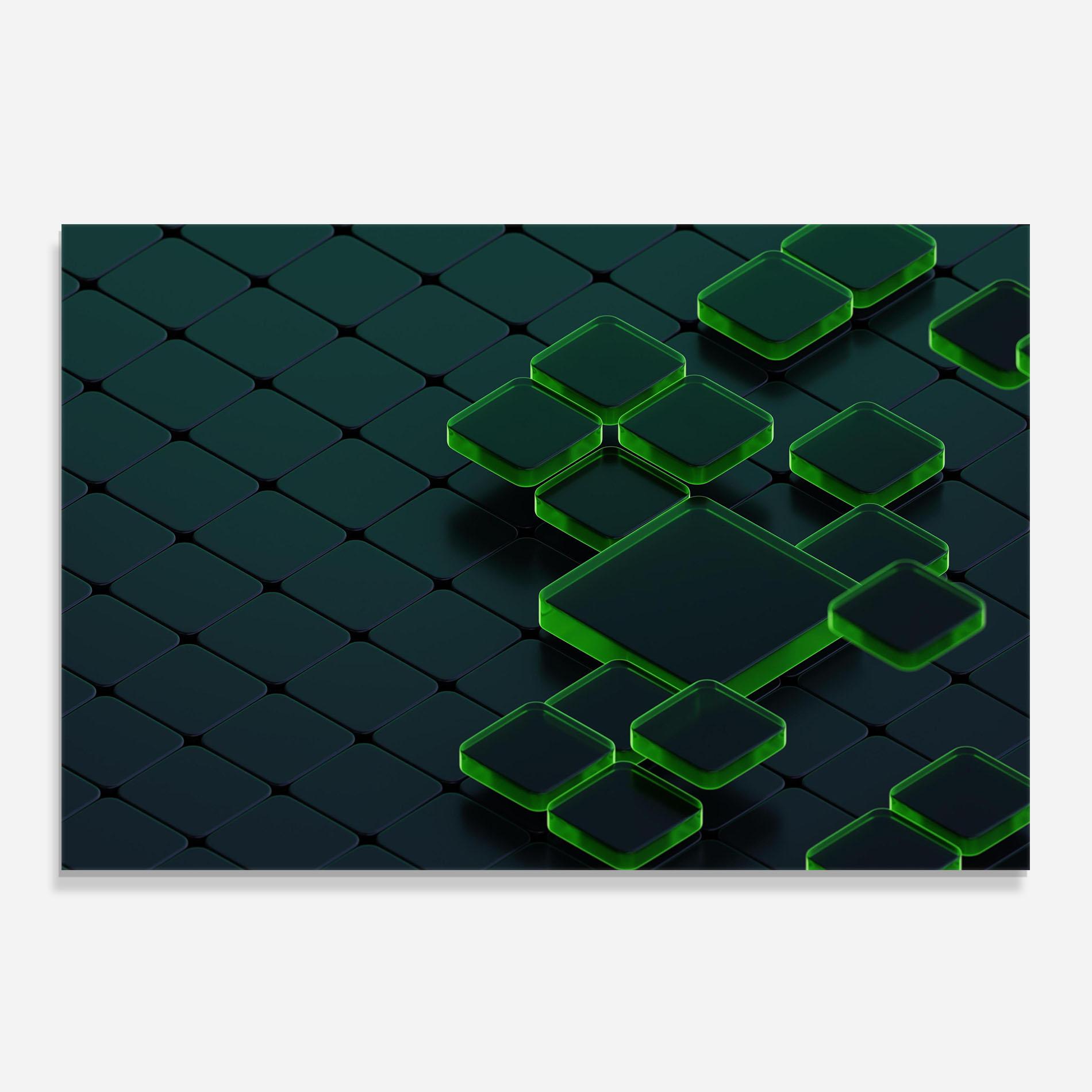 Panou Sticla Bucatarie Green Square Floating mockup 0