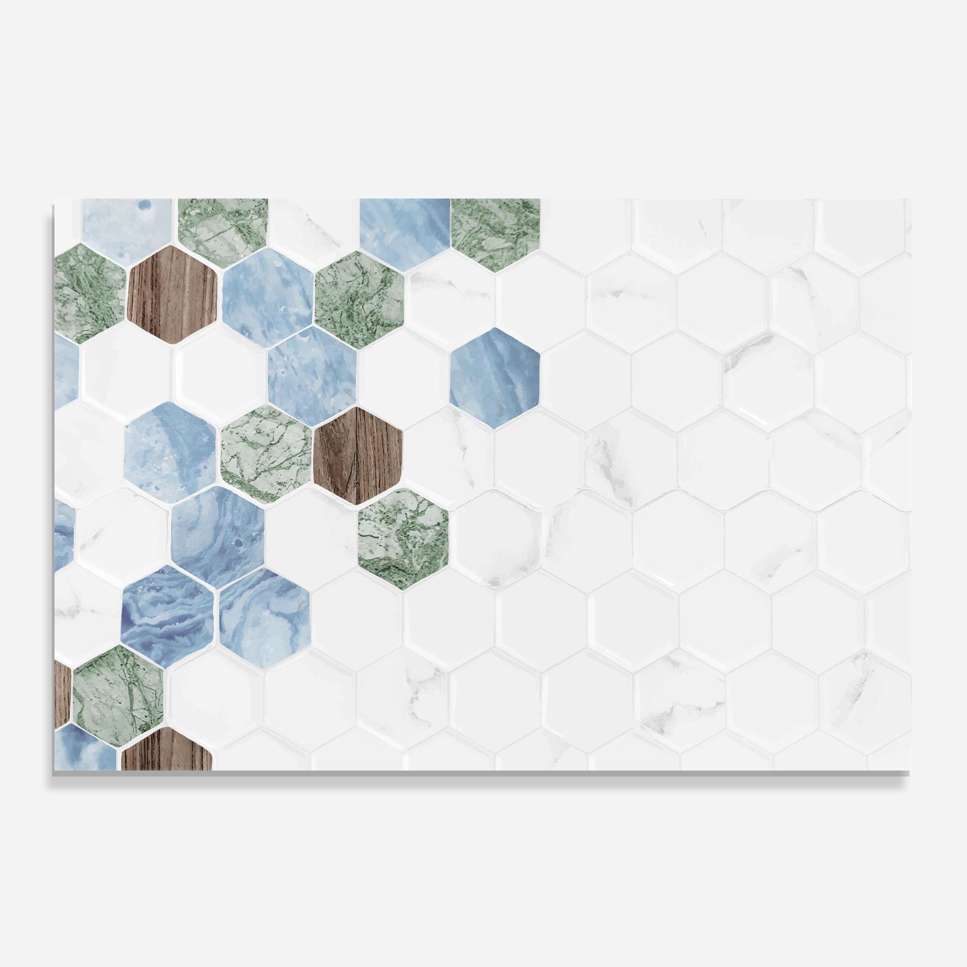 Panou Sticla Bucatarie Hexagon Pattern mockup 0