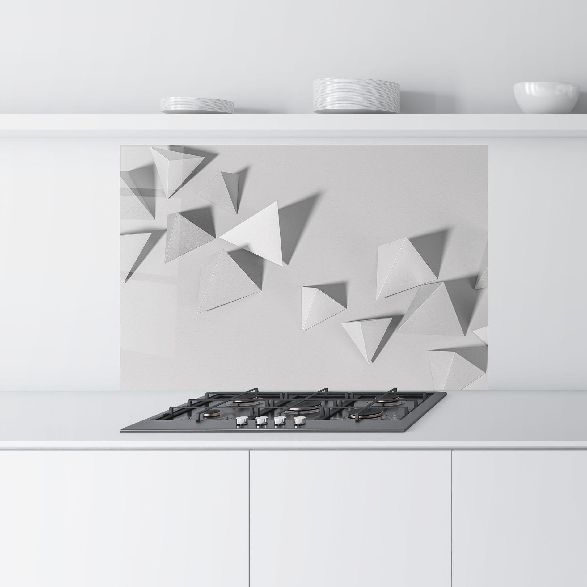 Panou Sticla Bucatarie 3d White Triangle mockup 9