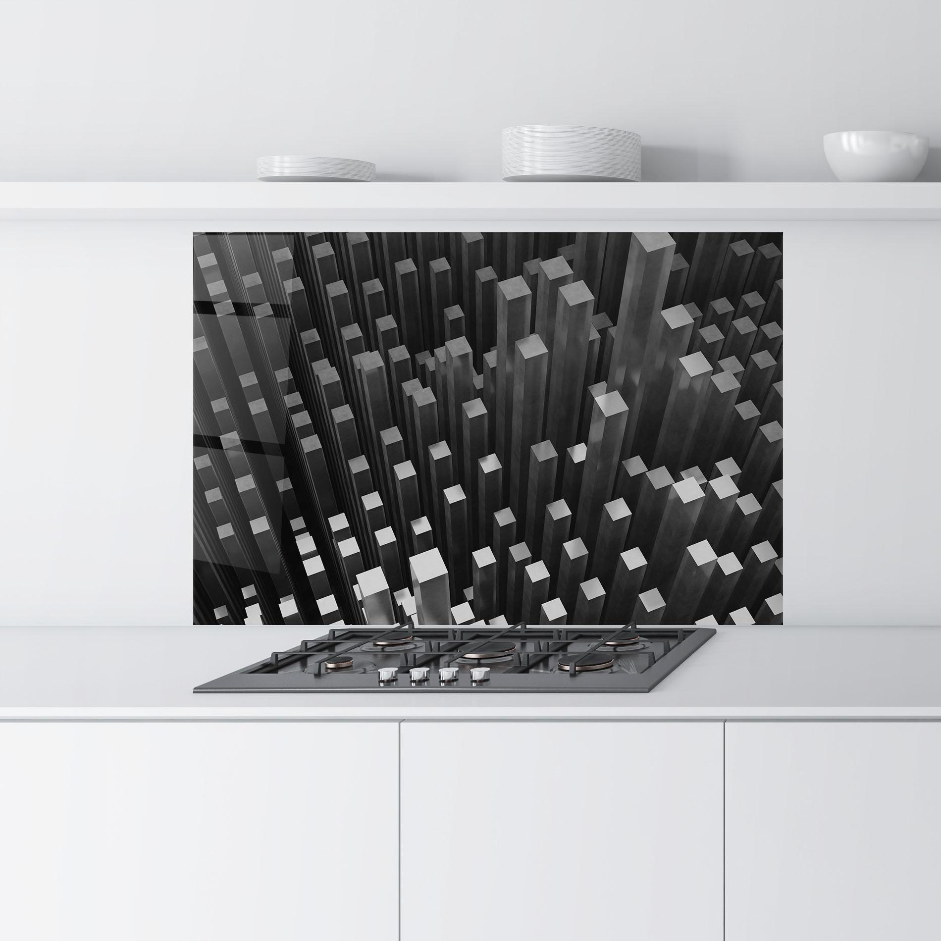 Panou Sticla Bucatarie Black Block Pattern mockup 9