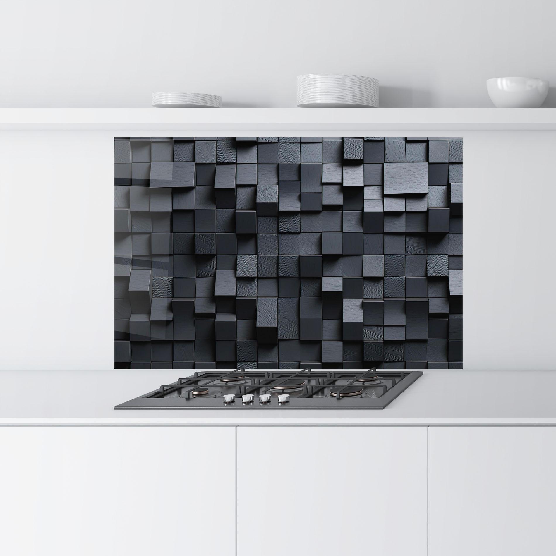 Panou Sticla Bucatarie Black Square Pattern mockup 9