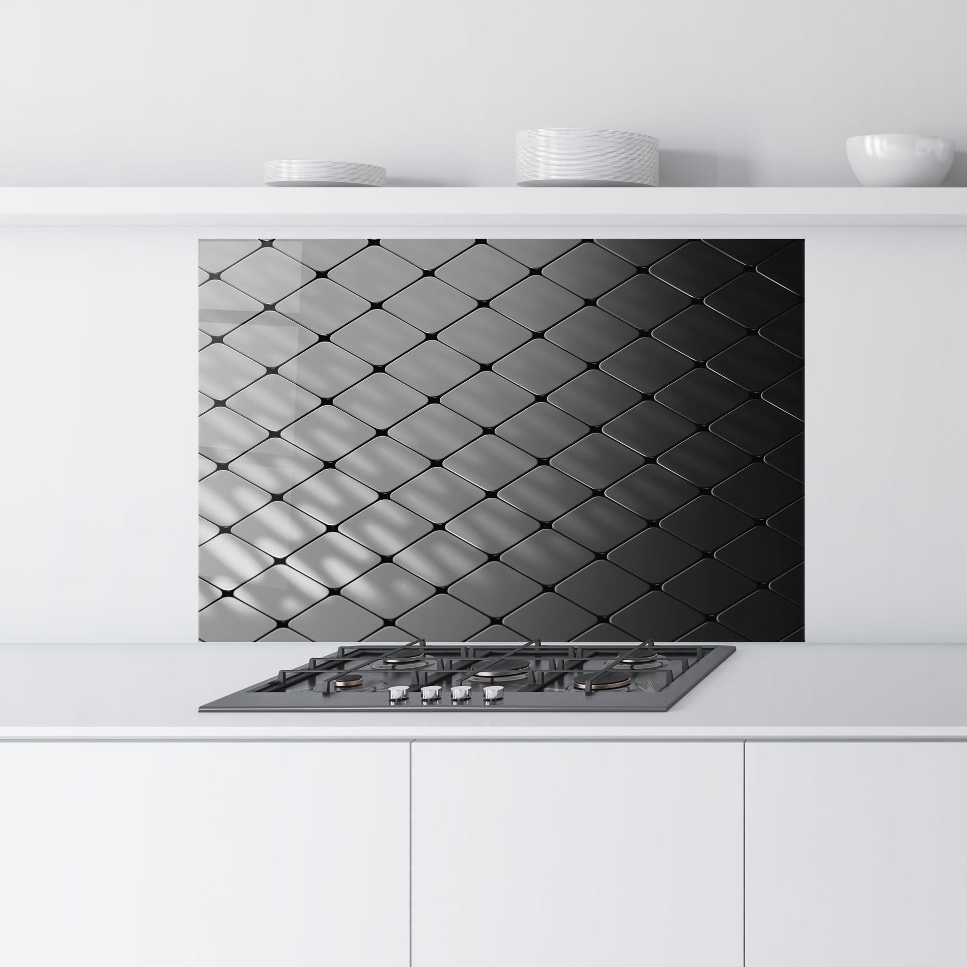 Panou Sticla Bucatarie Black Square Shapes mockup 9