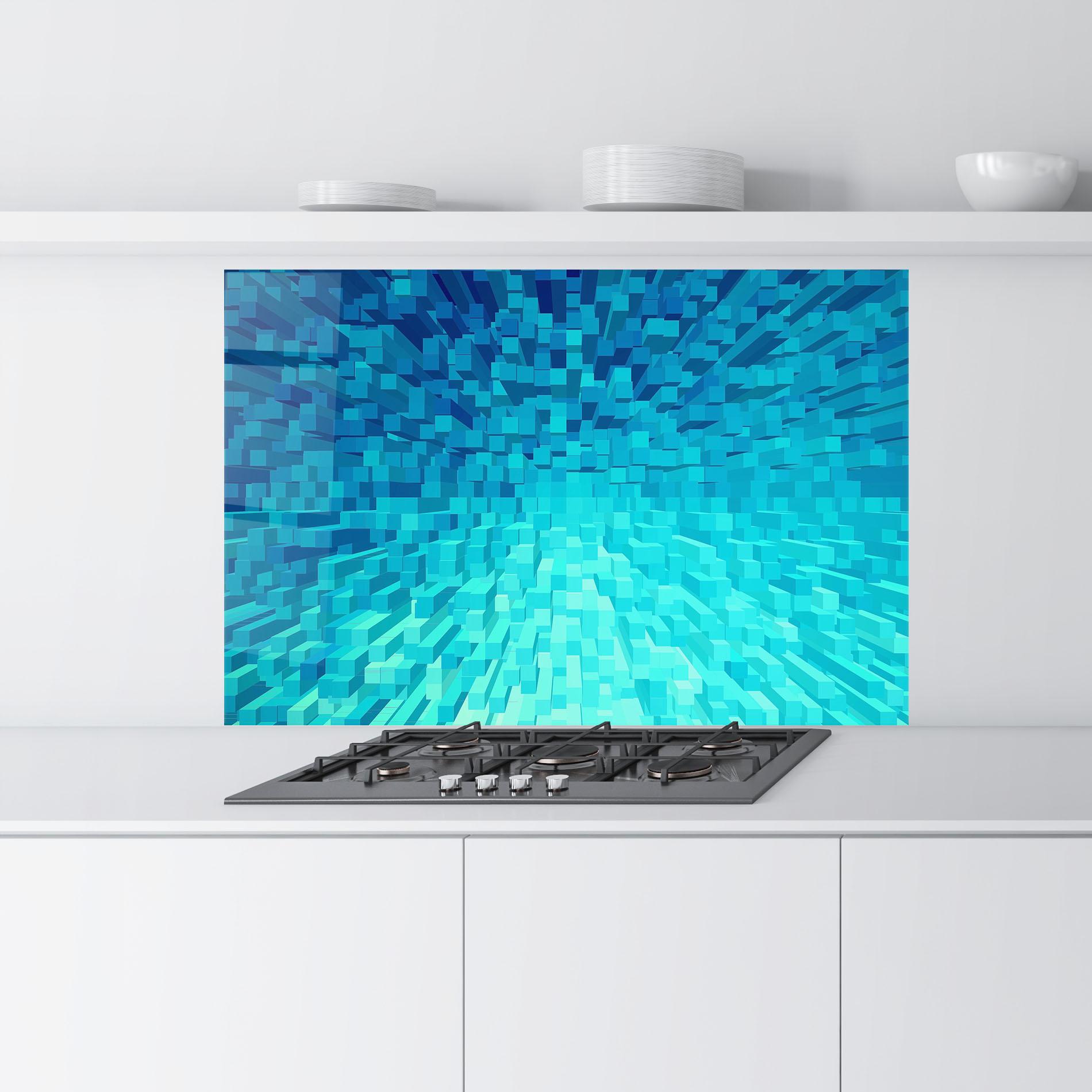 Panou Sticla Bucatarie Blue Square Mix mockup 9