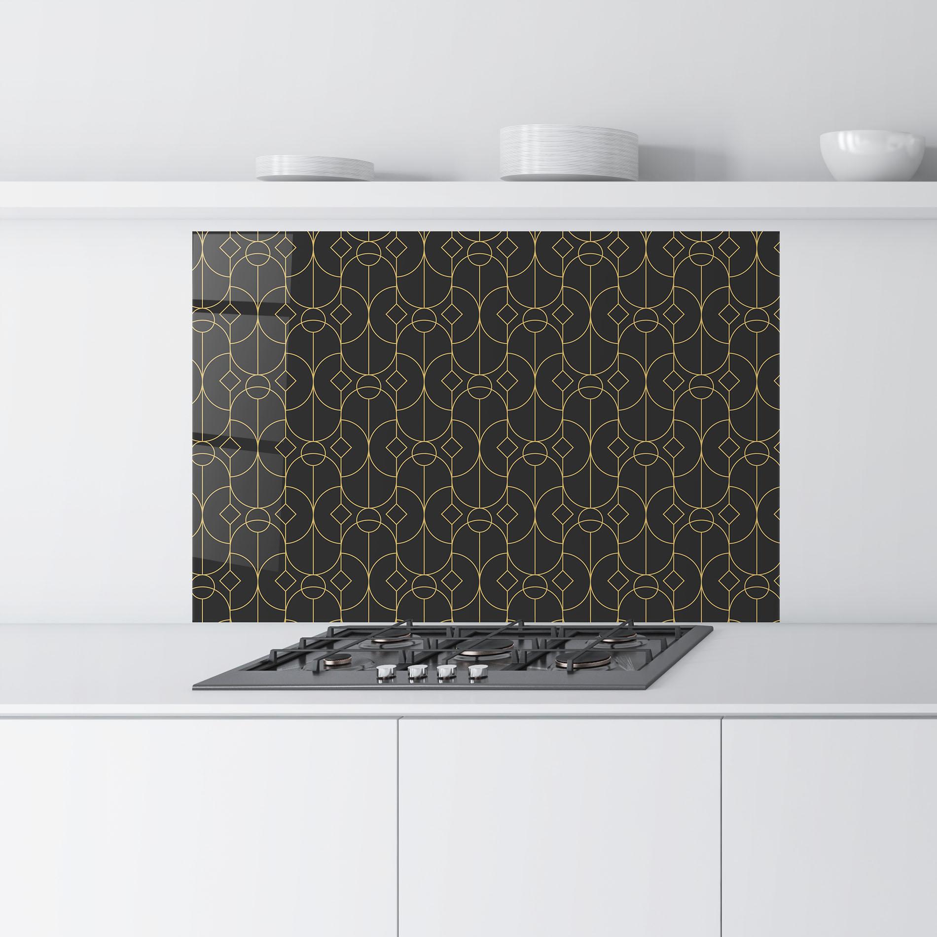 Panou Sticla Bucatarie Gold Geometric mockup 9