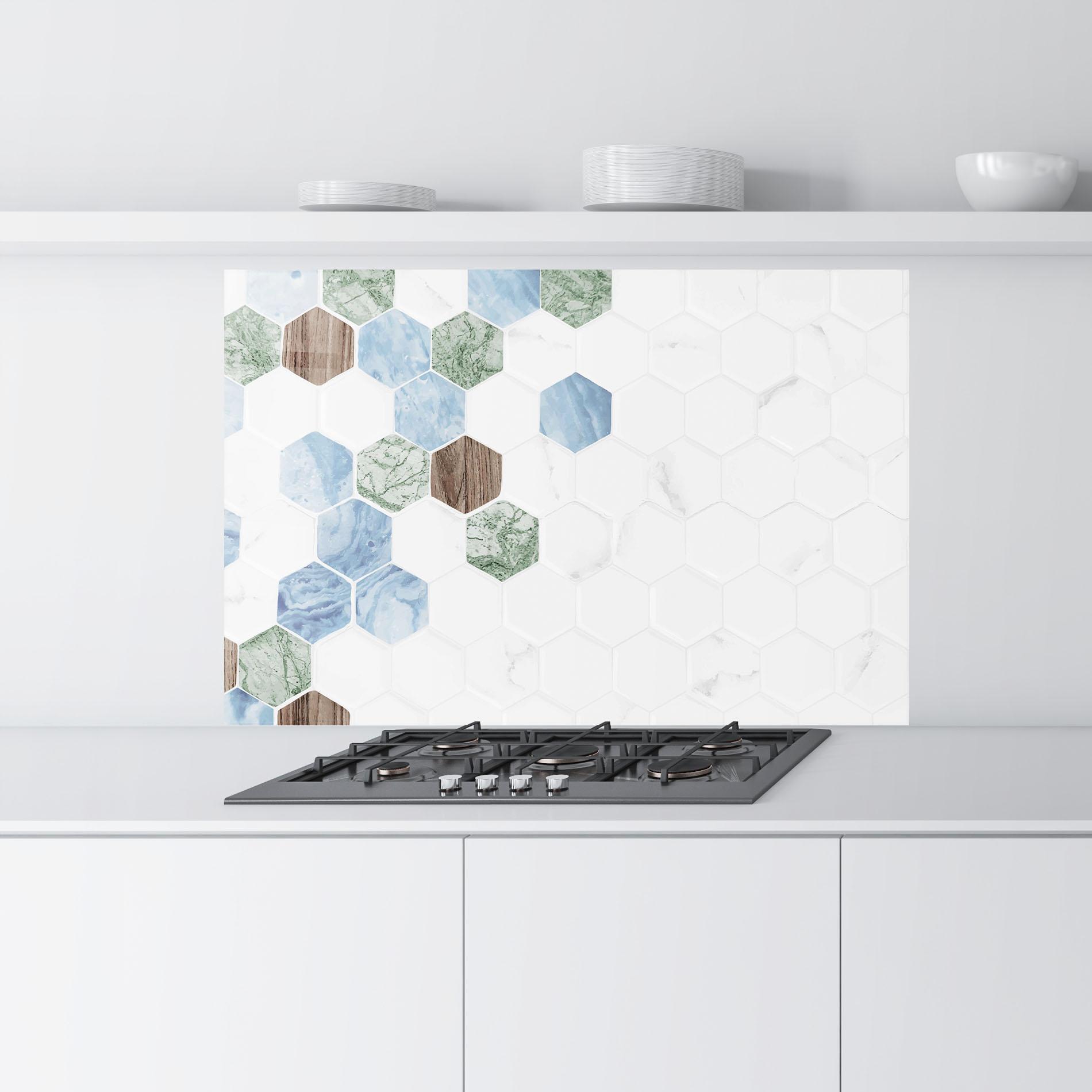 Panou Sticla Bucatarie Hexagon Pattern mockup 9