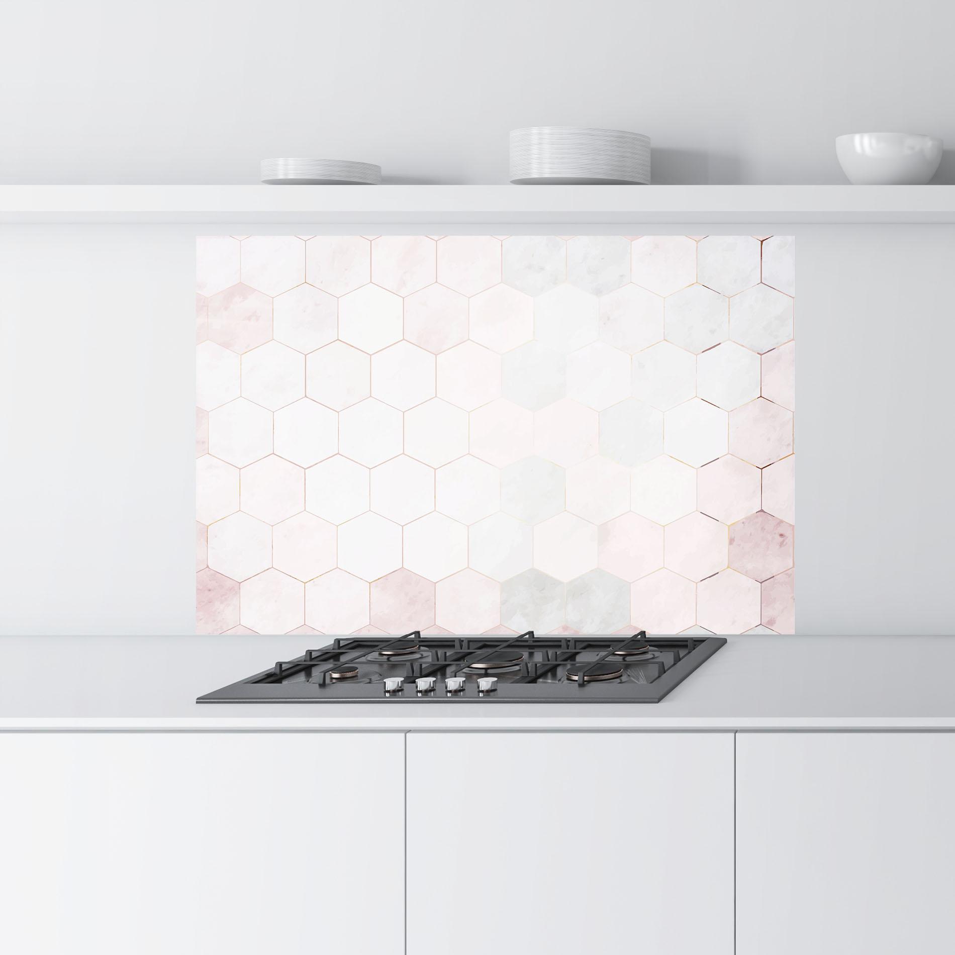 Panou Sticla Bucatarie Hexagon Pink mockup 9
