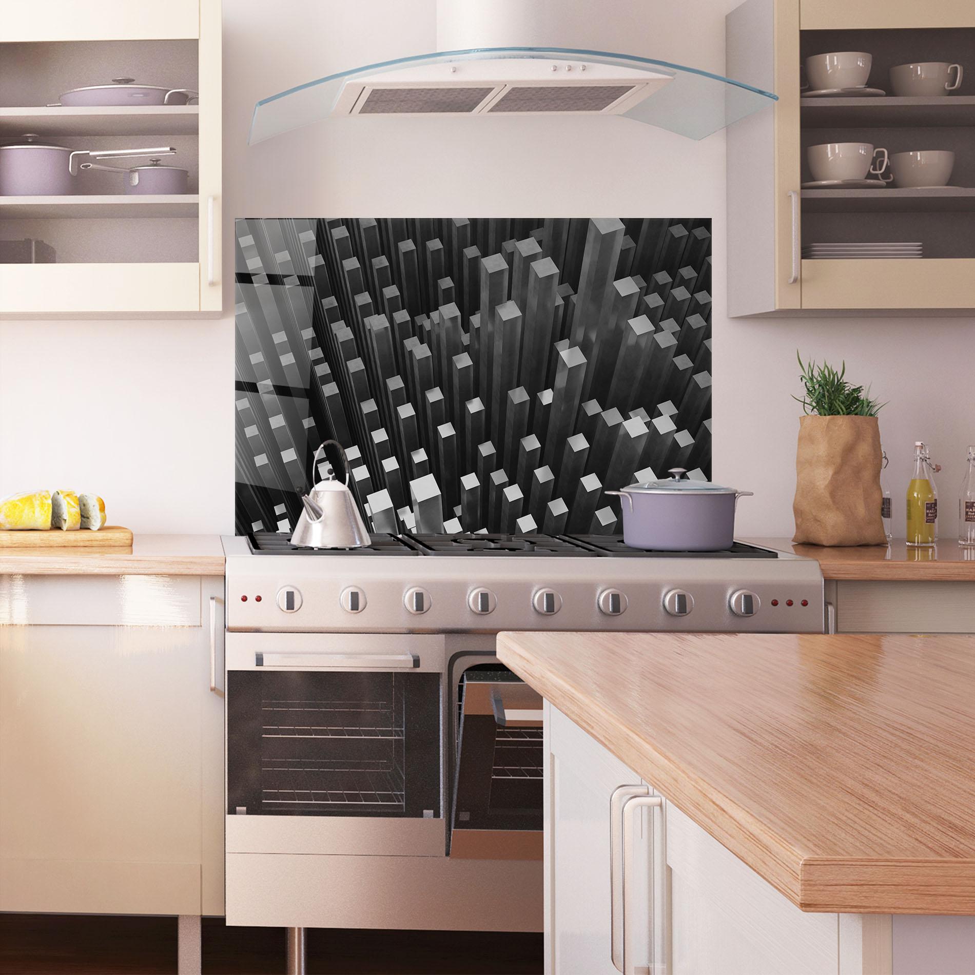 Panou Sticla Bucatarie Black Block Pattern mockup 1