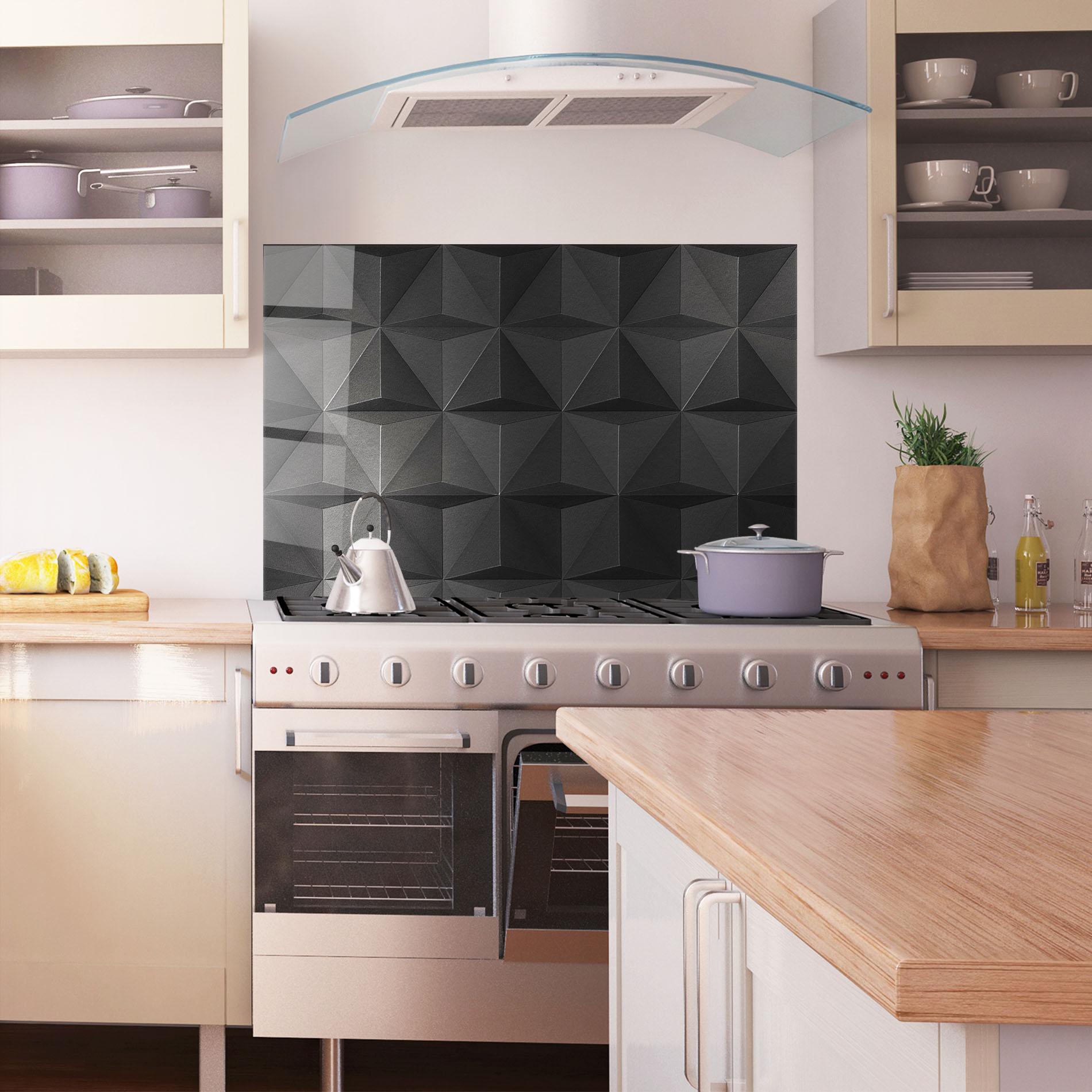 Panou Sticla Bucatarie Black Shade Triangle mockup 1