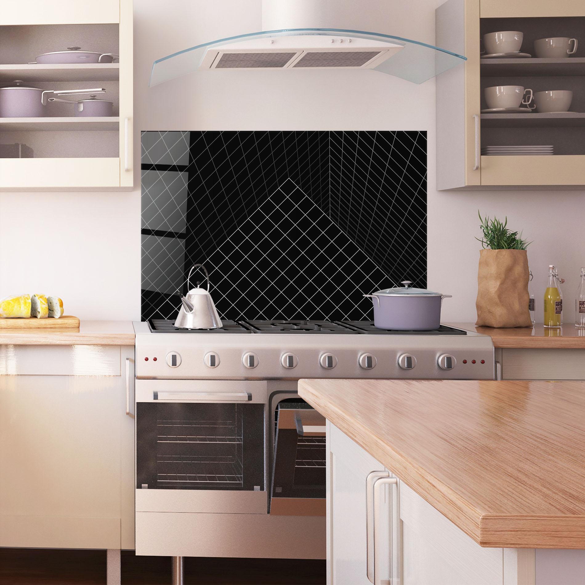 Panou Sticla Bucatarie Black Square Art mockup 1