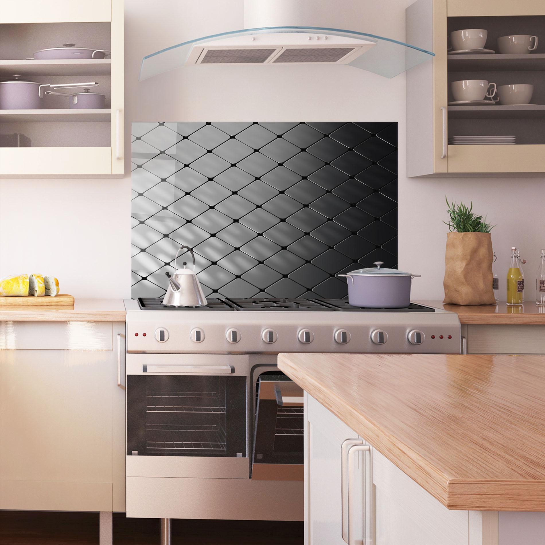 Panou Sticla Bucatarie Black Square Shapes mockup 1