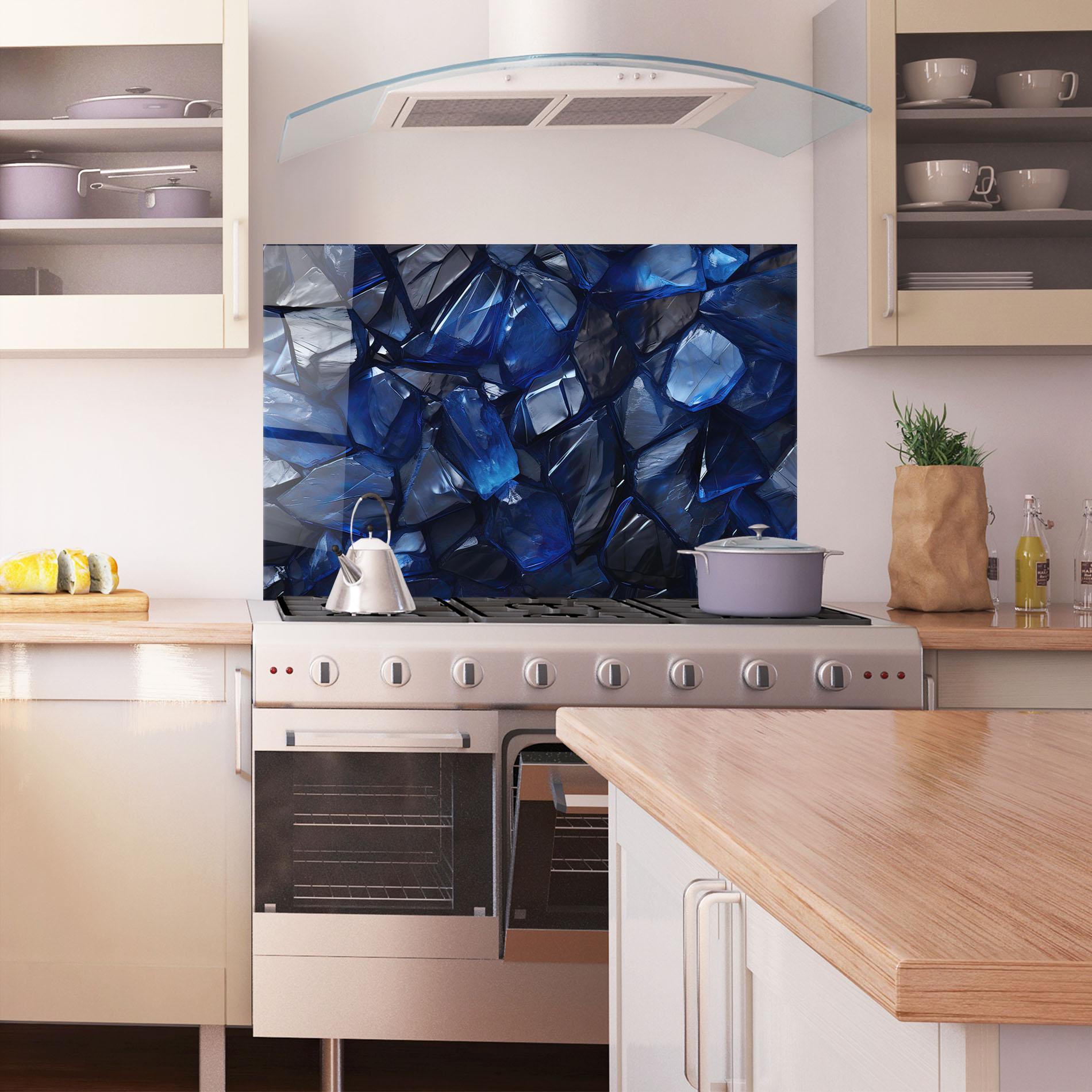 Panou Sticla Bucatarie Blue Crystal Shape mockup 1