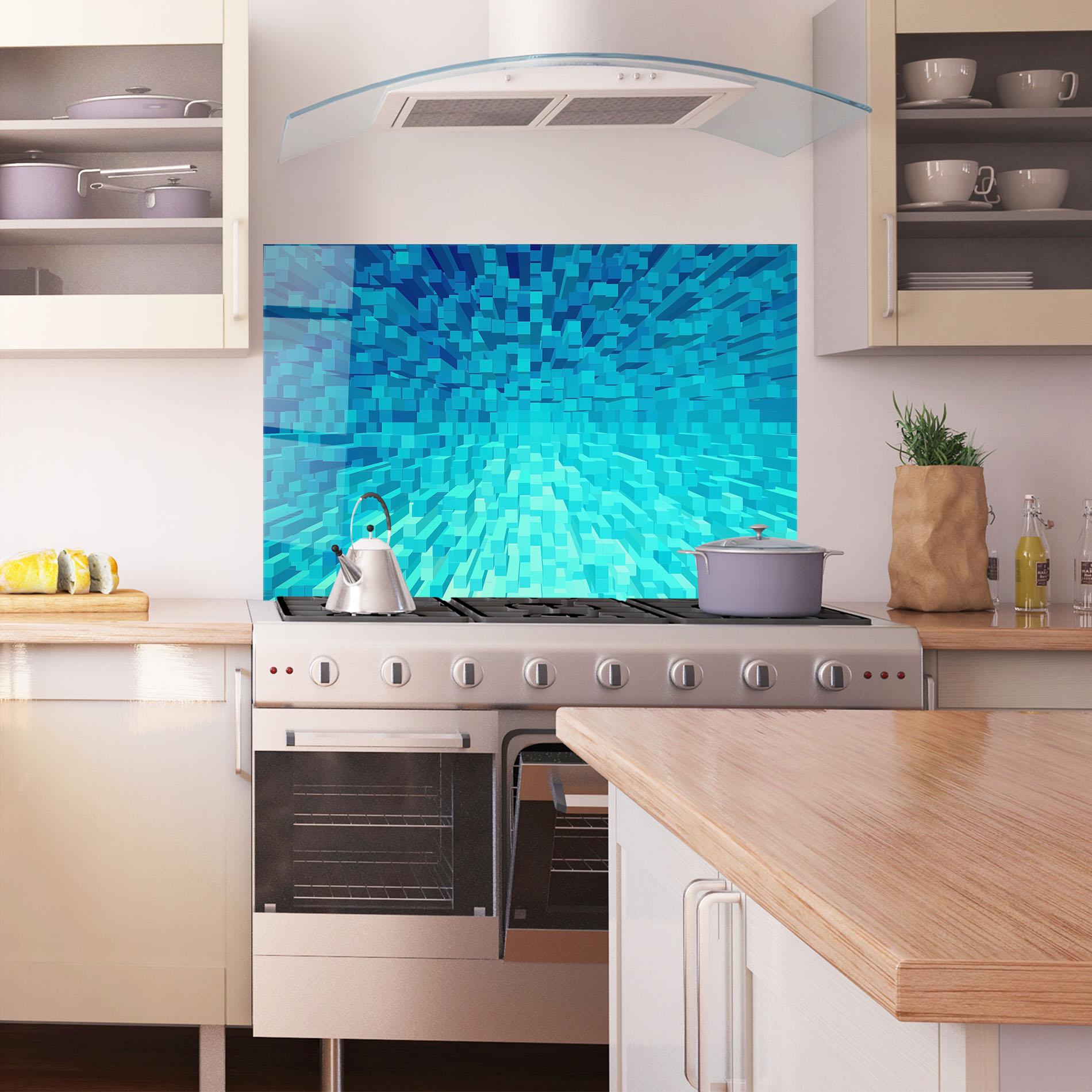 Panou Sticla Bucatarie Blue Square Mix mockup 1