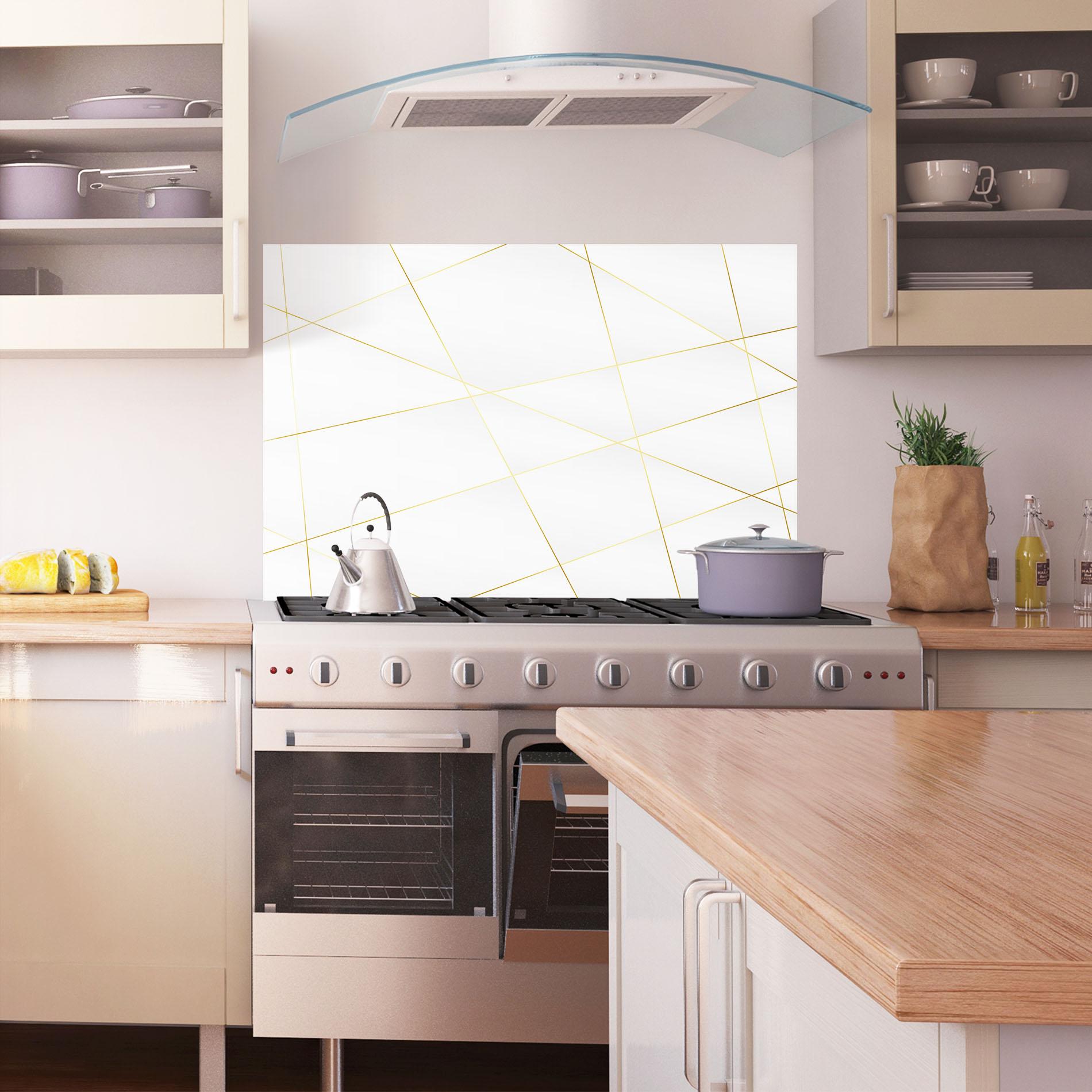 Panou Sticla Bucatarie Golden Line White mockup 1