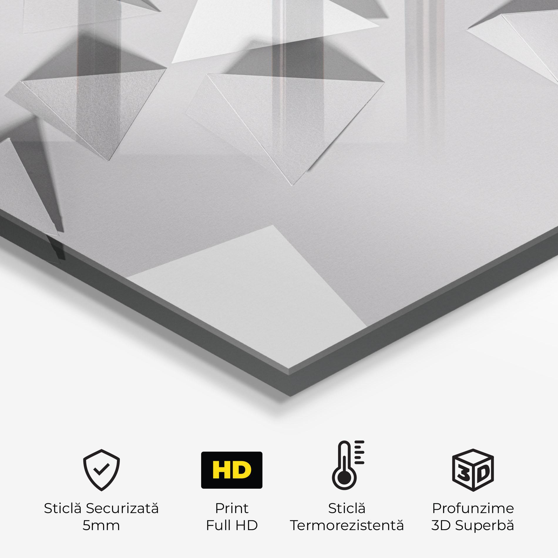 Panou Sticla Bucatarie 3d White Triangle mockup 2