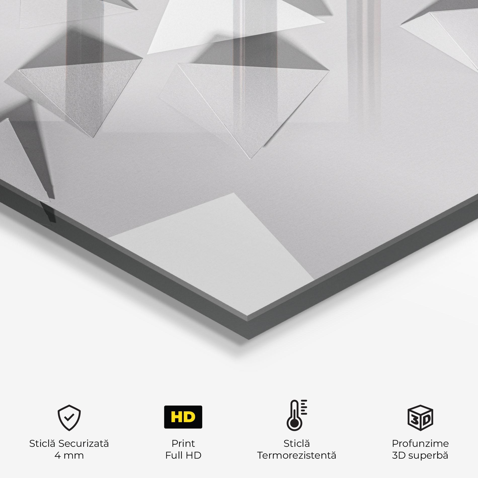 Panou Sticla Bucatarie 3d White Triangle mockup 2