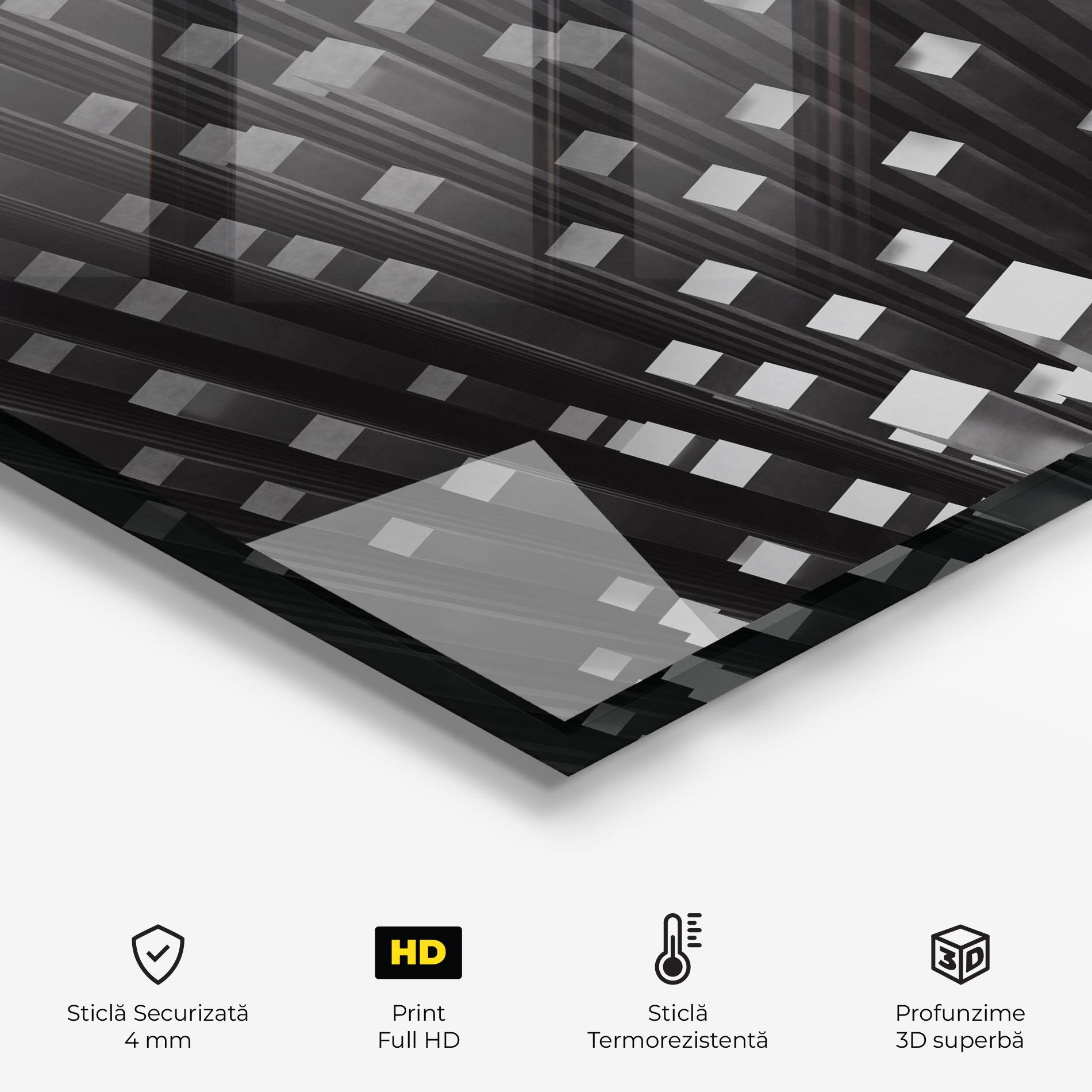 Panou Sticla Bucatarie Black Block Pattern mockup 2