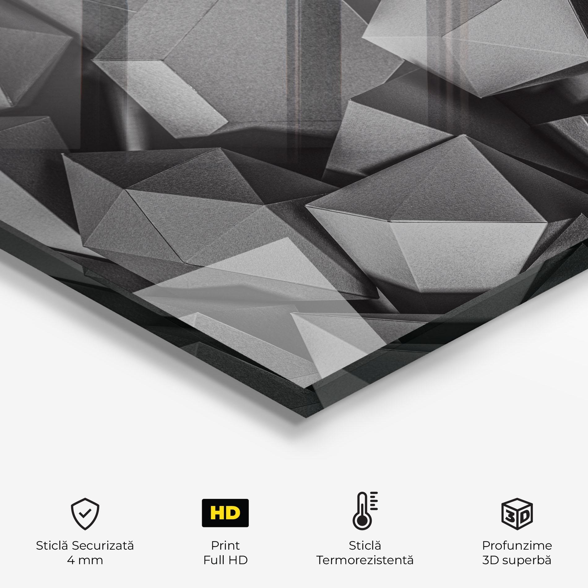 Panou Sticla Bucatarie Black Geometric Shapes mockup 2