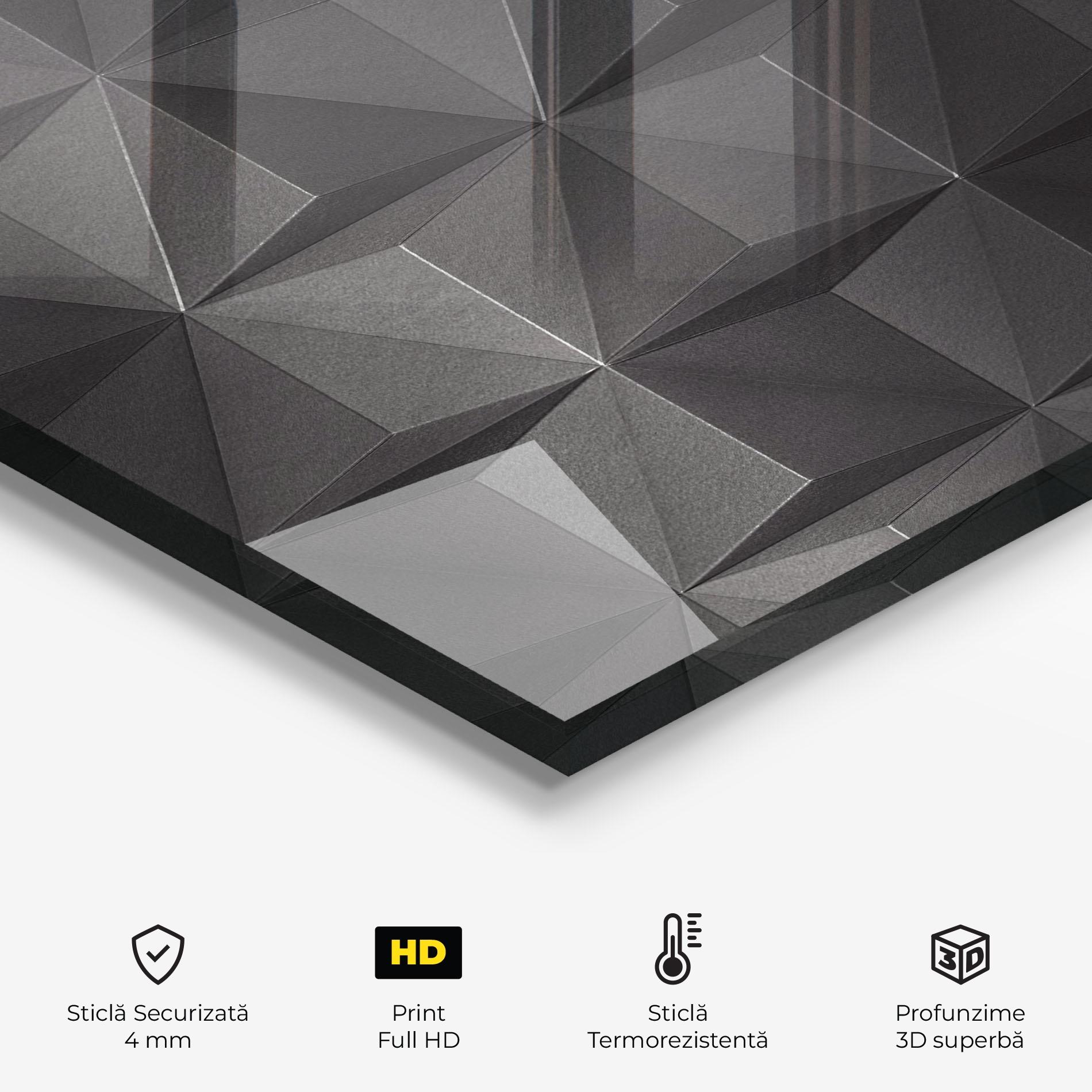 Panou Sticla Bucatarie Black Shade Triangle mockup 2