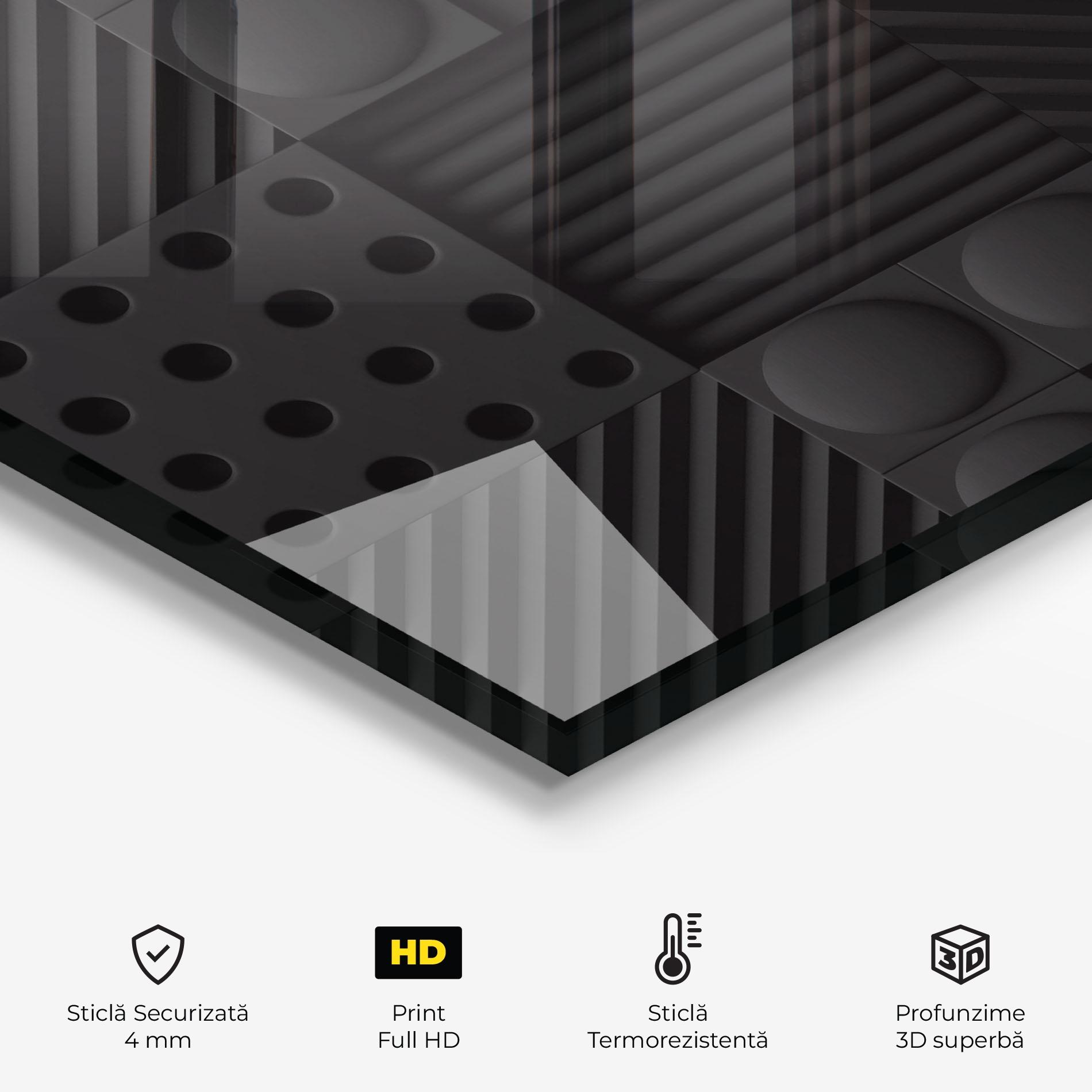 Panou Sticla Bucatarie Black Square Circle mockup 2