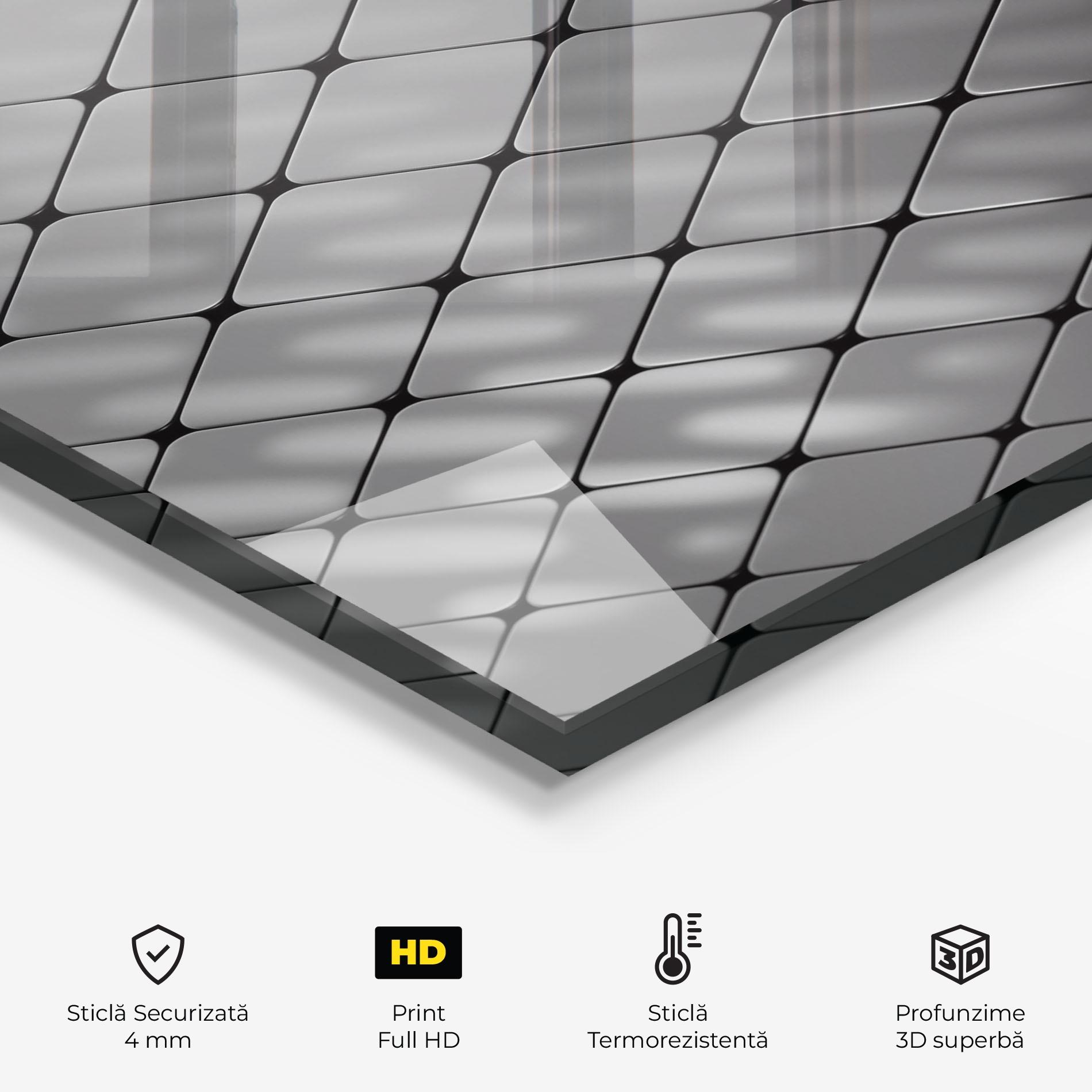 Panou Sticla Bucatarie Black Square Shapes mockup 2