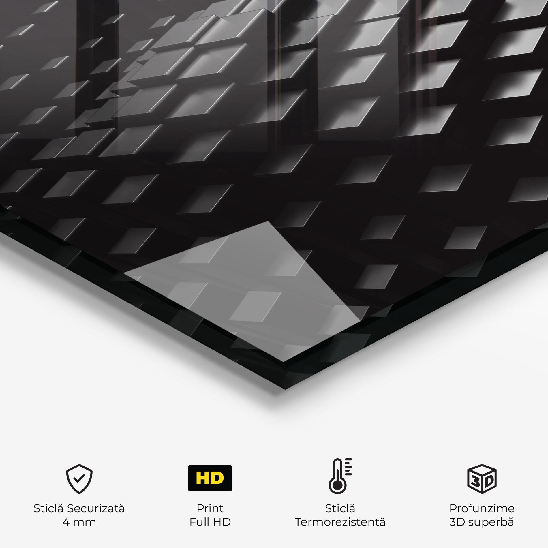 Panou Sticla Bucatarie Black Square Wave mockup 2