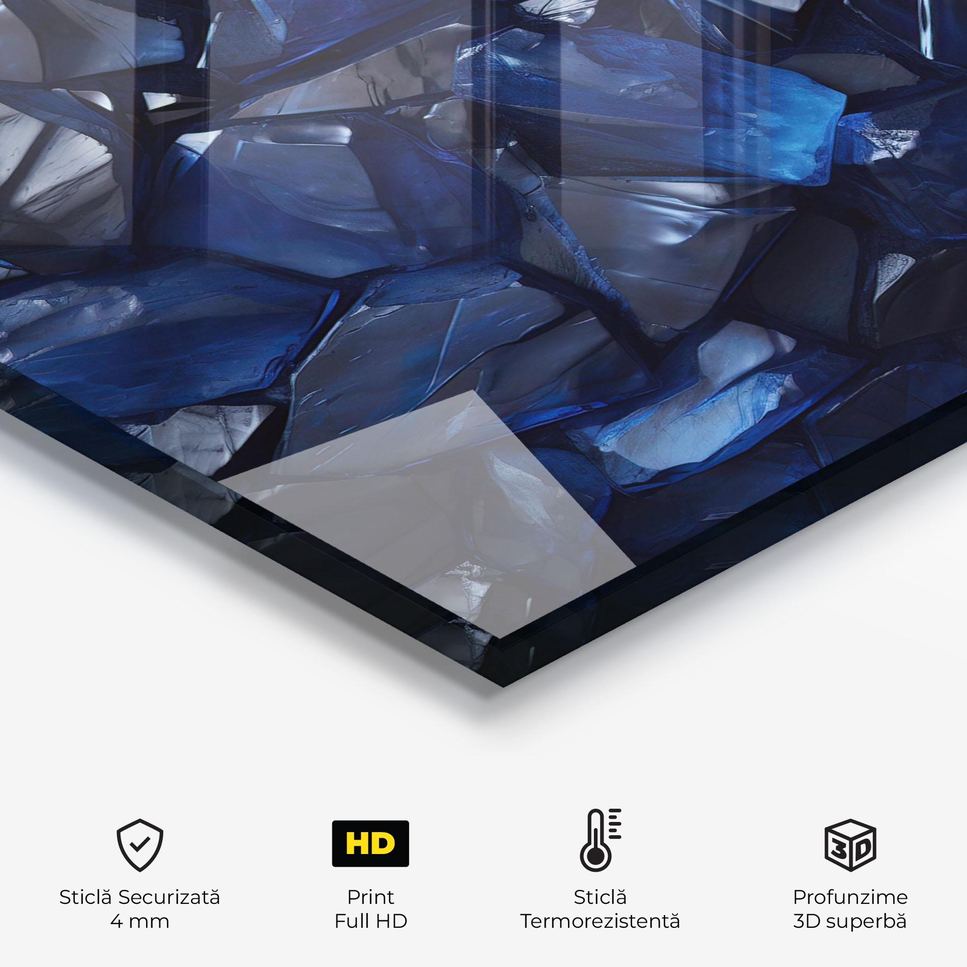 Panou Sticla Bucatarie Blue Crystal Shape mockup 2