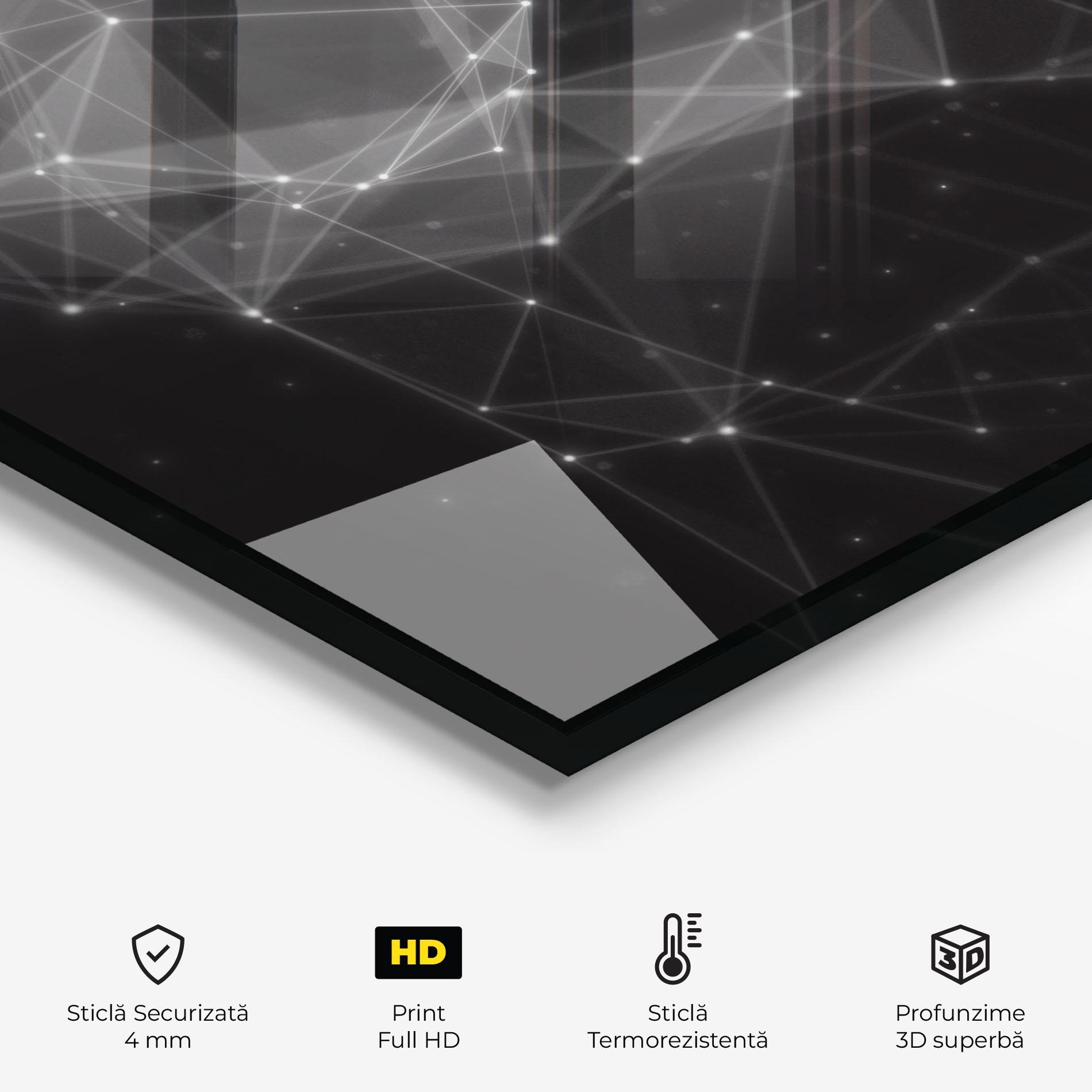 Panou Sticla Bucatarie Connecting Lines mockup 2