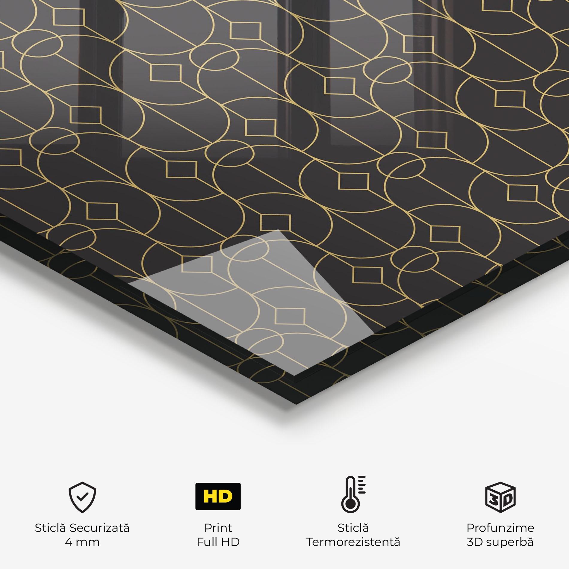 Panou Sticla Bucatarie Gold Geometric mockup 2