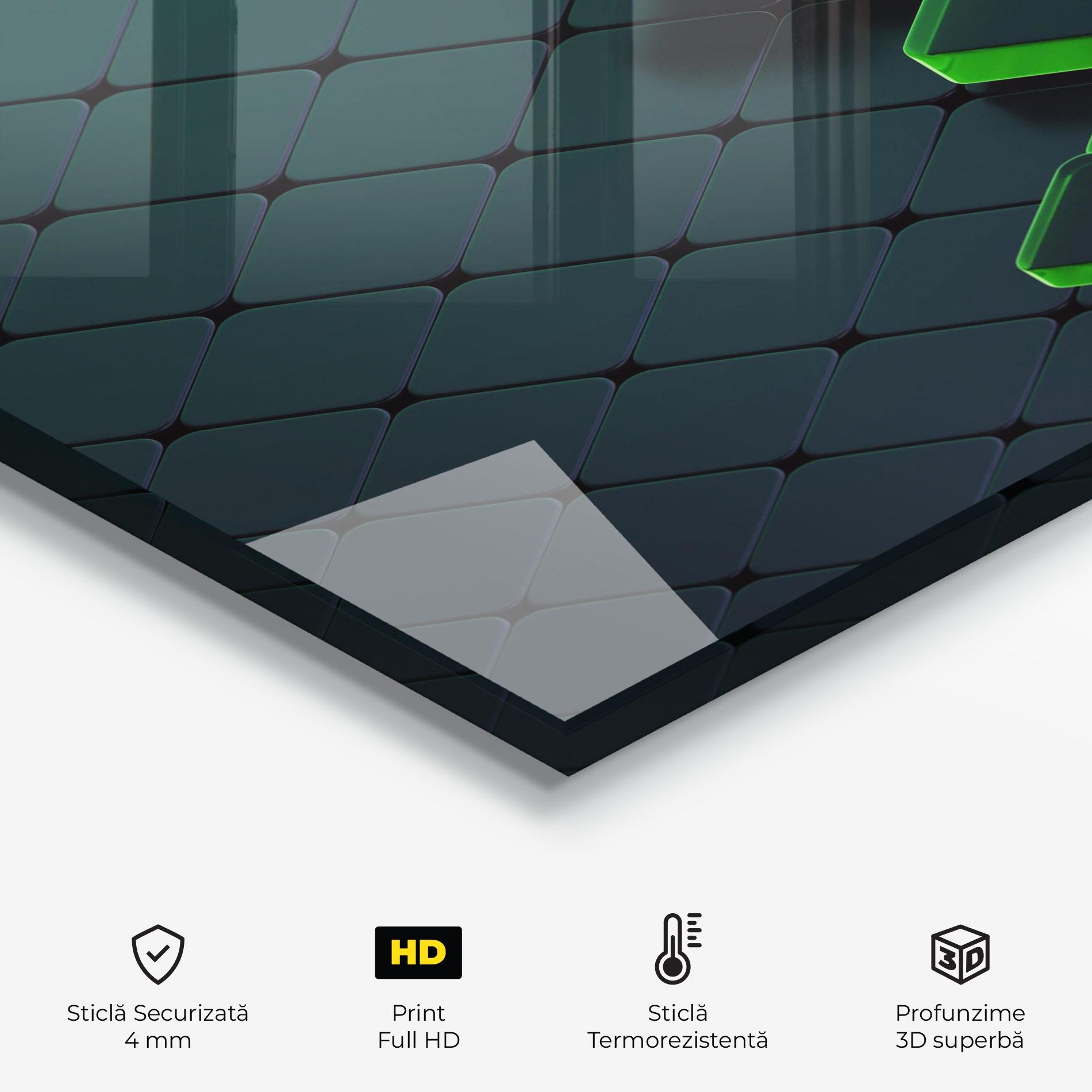 Panou Sticla Bucatarie Green Square Floating mockup 2