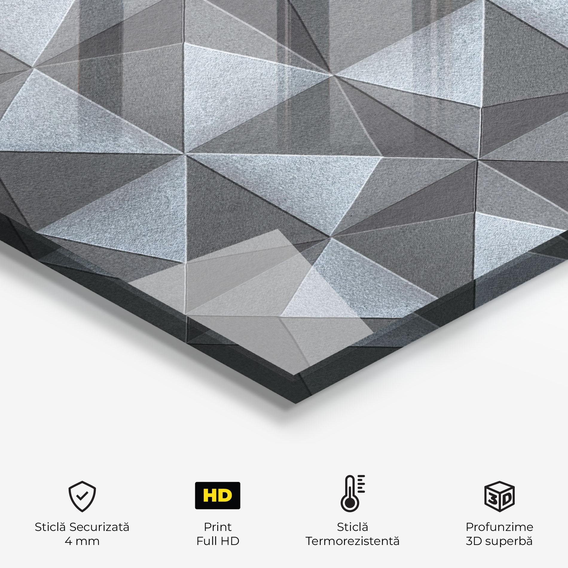 Panou Sticla Bucatarie Grey Triangle Square mockup 2