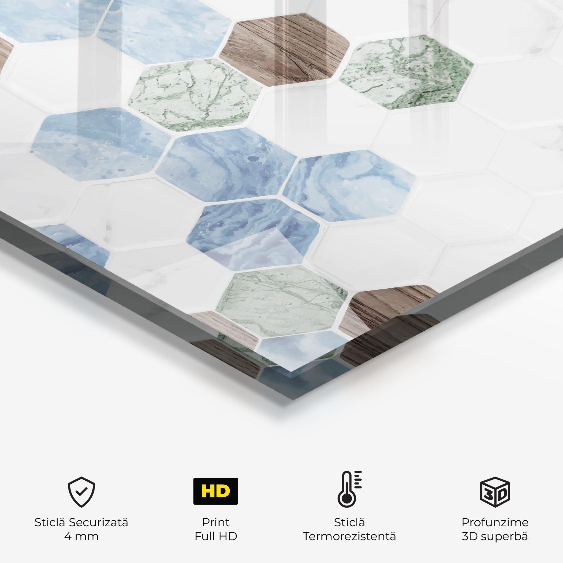 Panou Sticla Bucatarie Hexagon Pattern mockup 2
