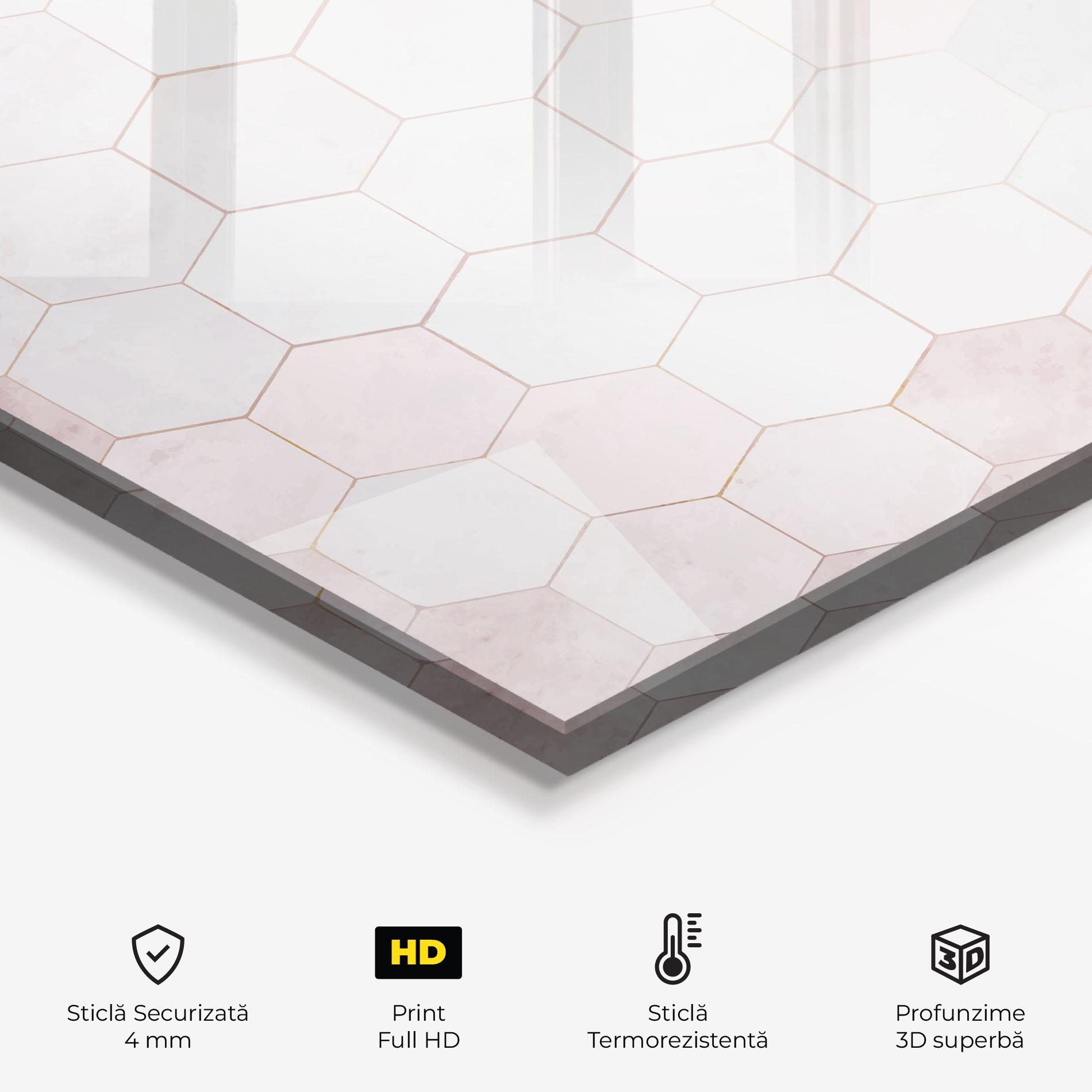 Panou Sticla Bucatarie Hexagon Pink mockup 2
