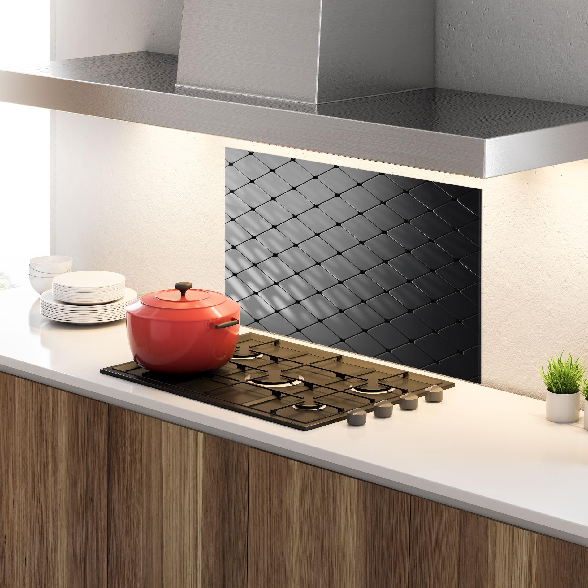 Panou Sticla Bucatarie Black Square Shapes mockup 4