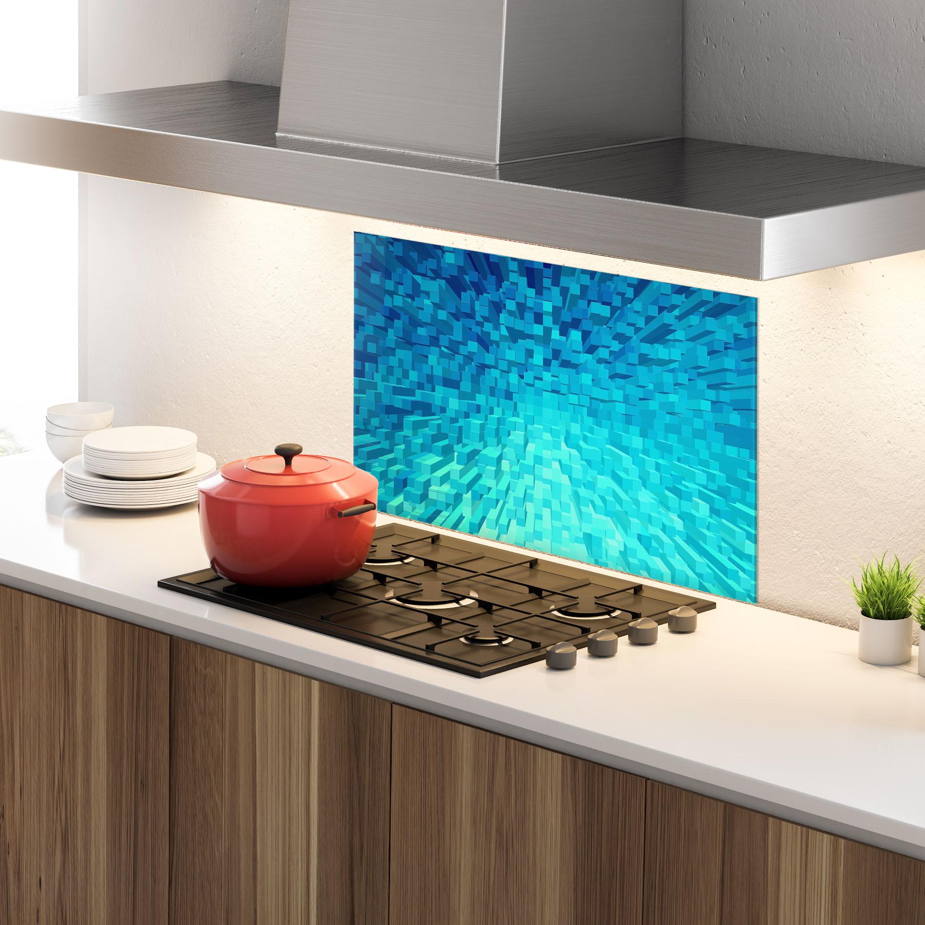 Panou Sticla Bucatarie Blue Square Mix mockup 4