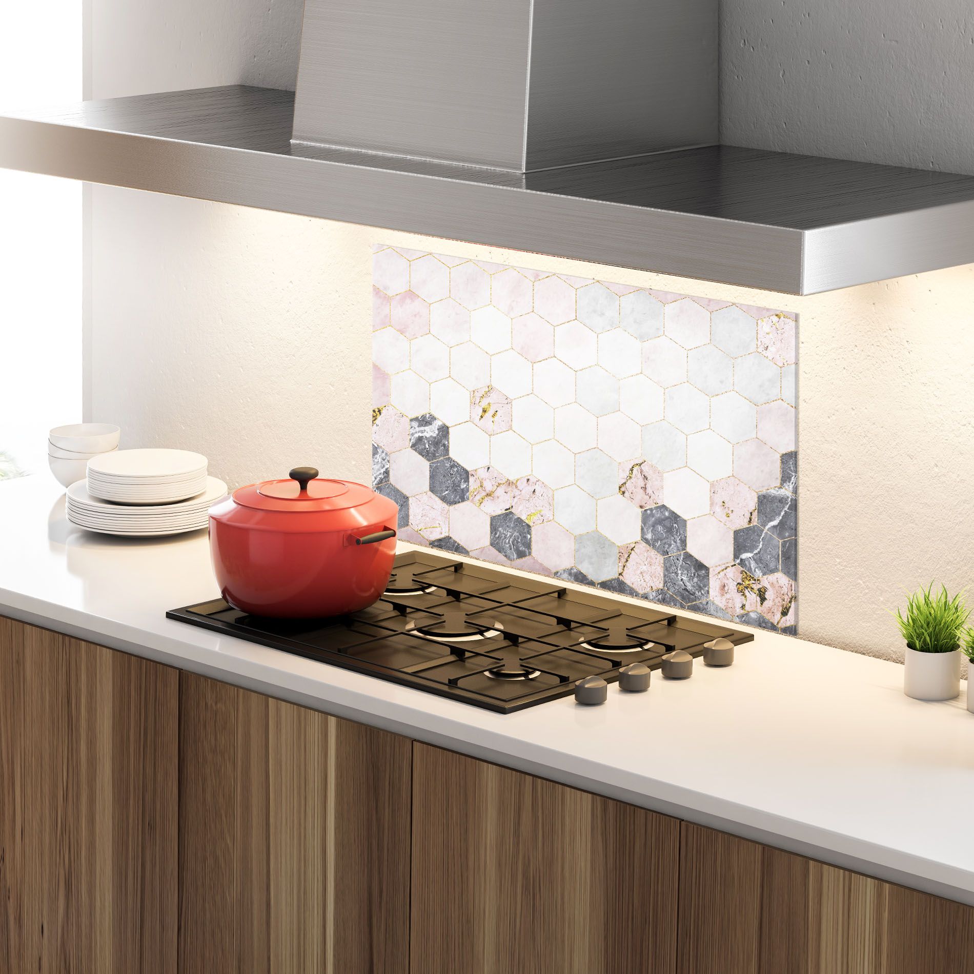 Grey Pink Hexagon mockup 4