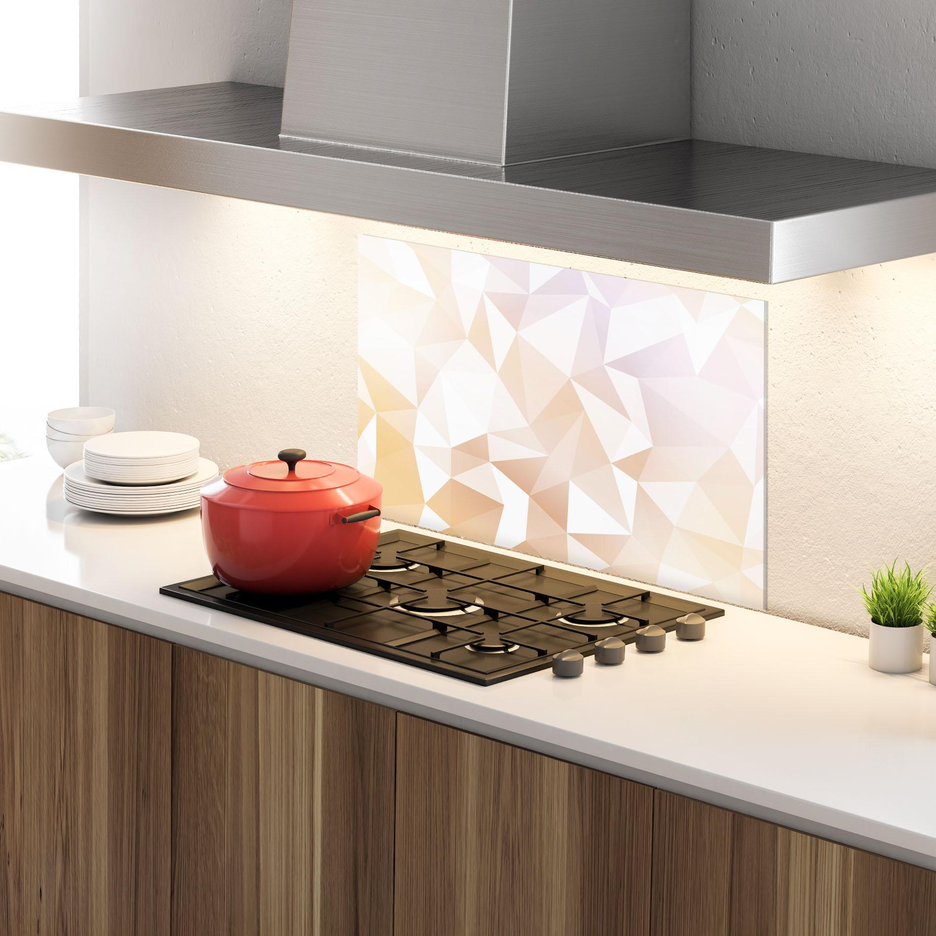 Panou Sticla Bucatarie Light Pink Triangle mockup 4