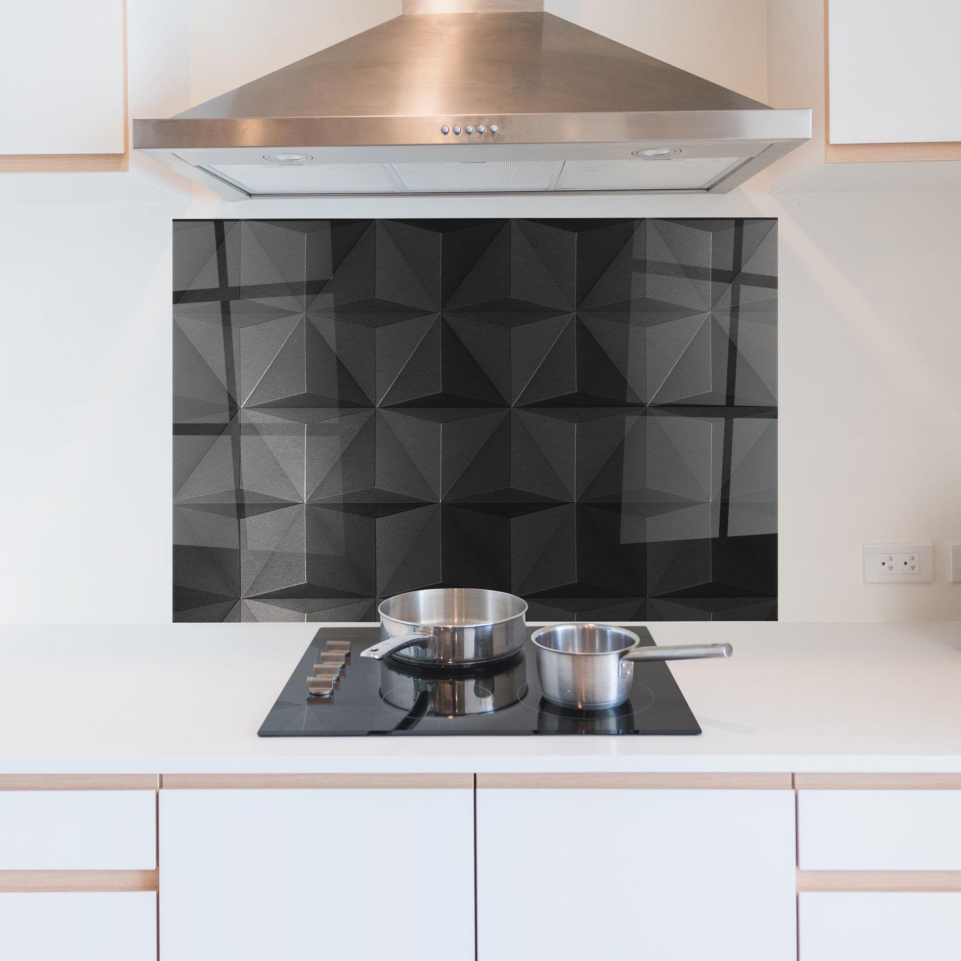 Panou Sticla Bucatarie Black Shade Triangle mockup 5